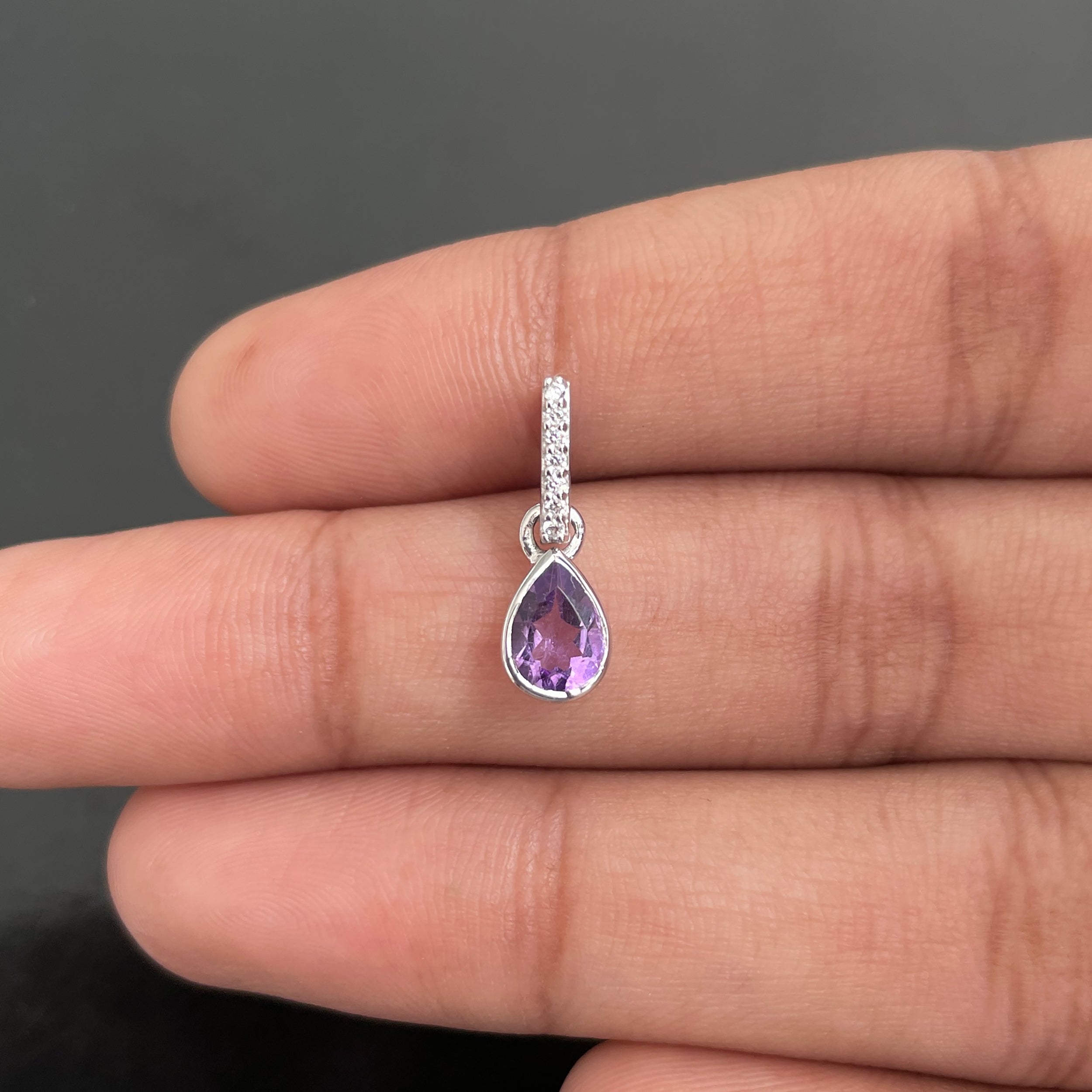Amethyst & White Topaz Pendant-(AMT-RDP-779.)