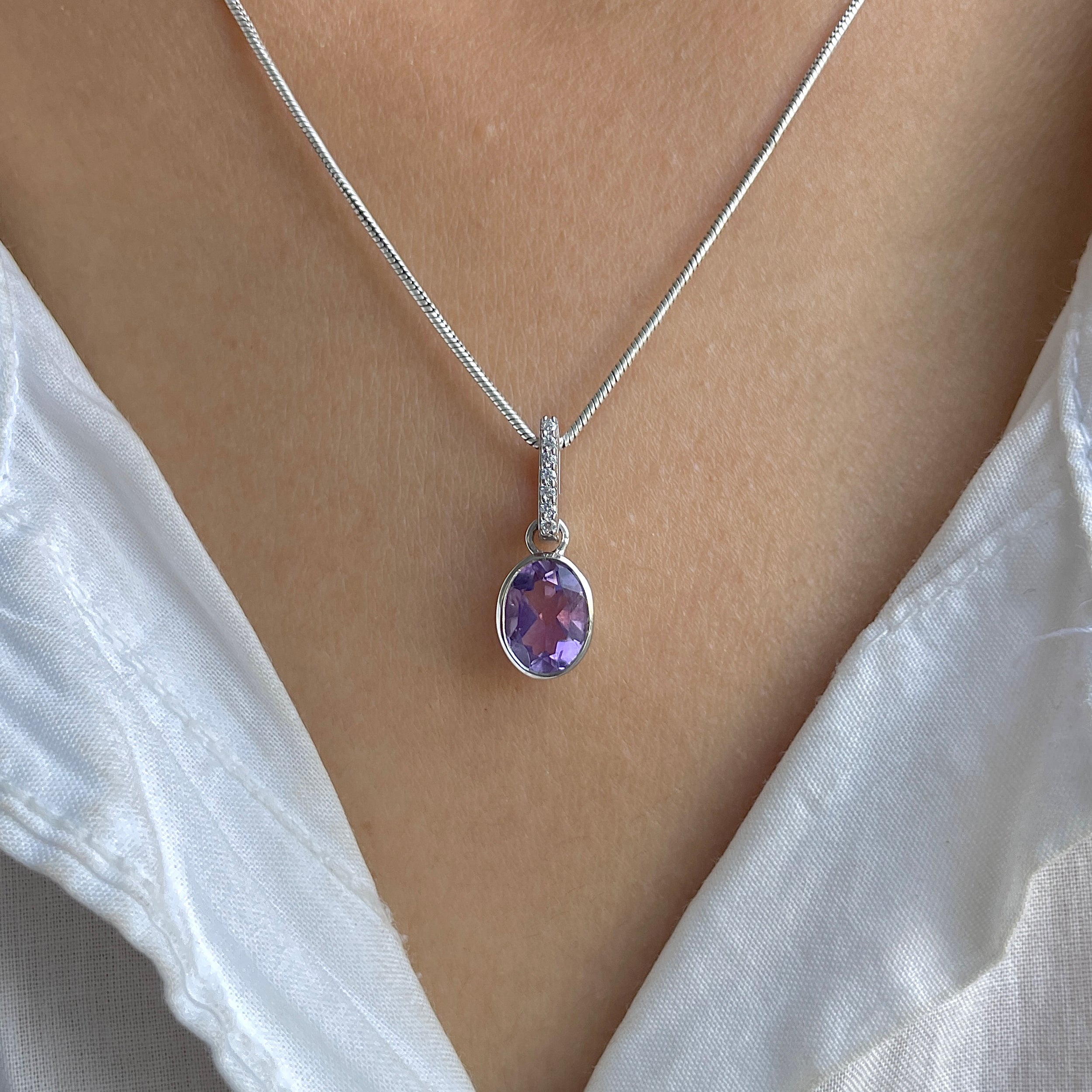 Amethyst & White Topaz Pendant-(AMT-RDP-792.)