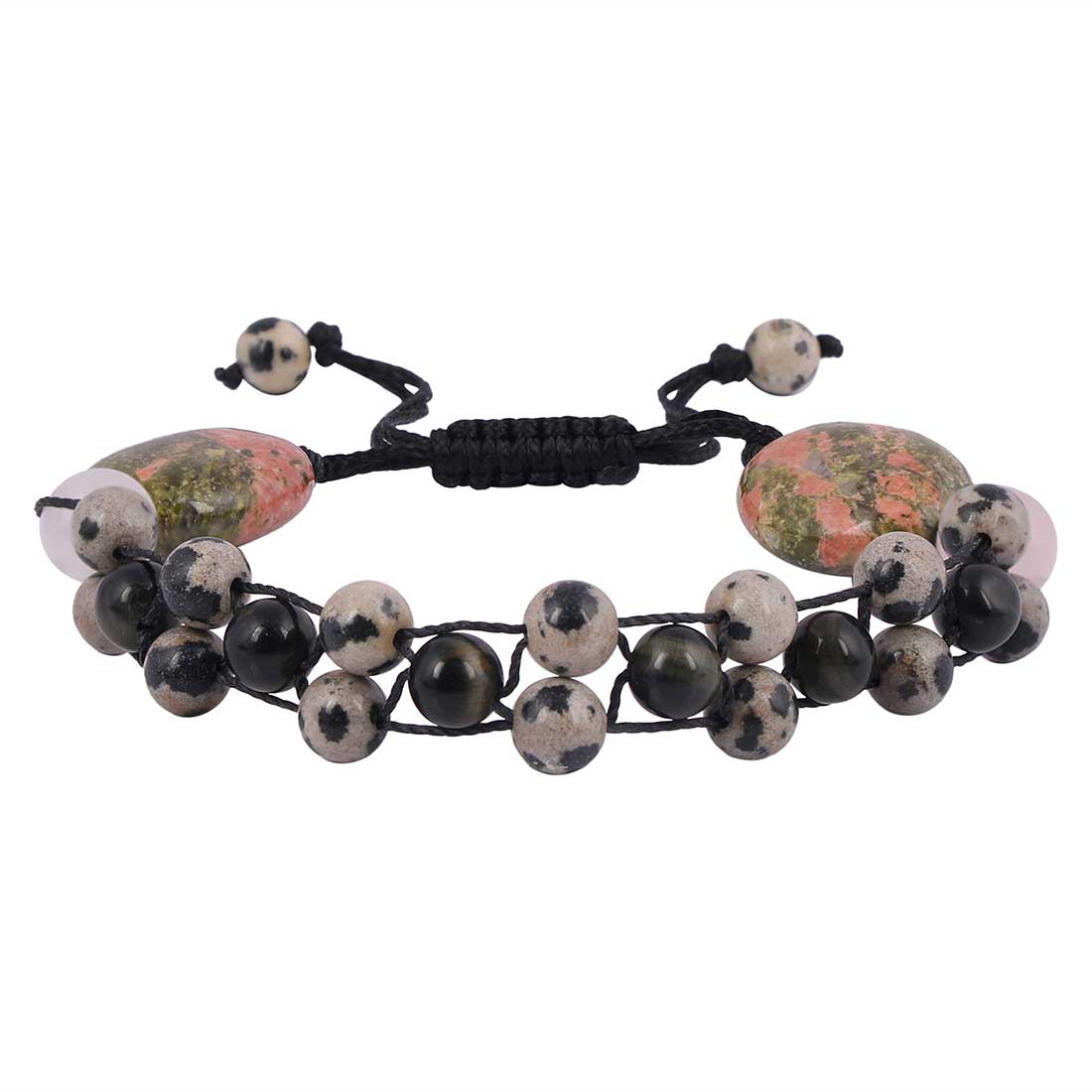 black-obsidian-dalmatian-unakite-rose-quartz-beaded-bracelet-bdd-11-159
