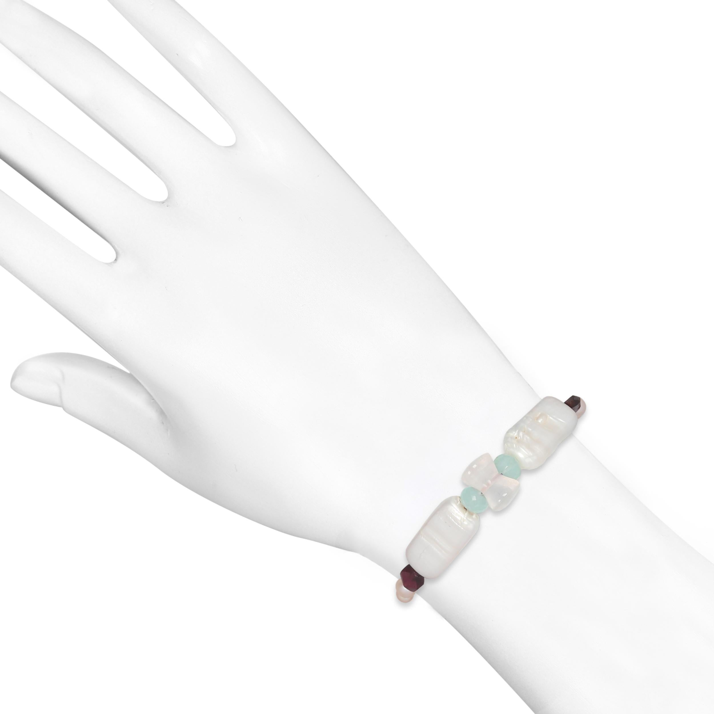 chalcedony-rose-quartz-pearl-garnet-beaded-bracelet-bdd-11-73