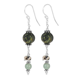 green-agate-beaded-earring