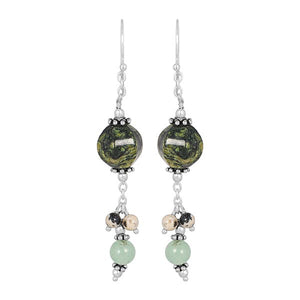 green-agate-beaded-earring