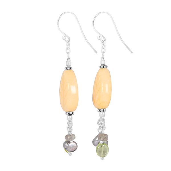 yellow-aragonite-beaded-earring