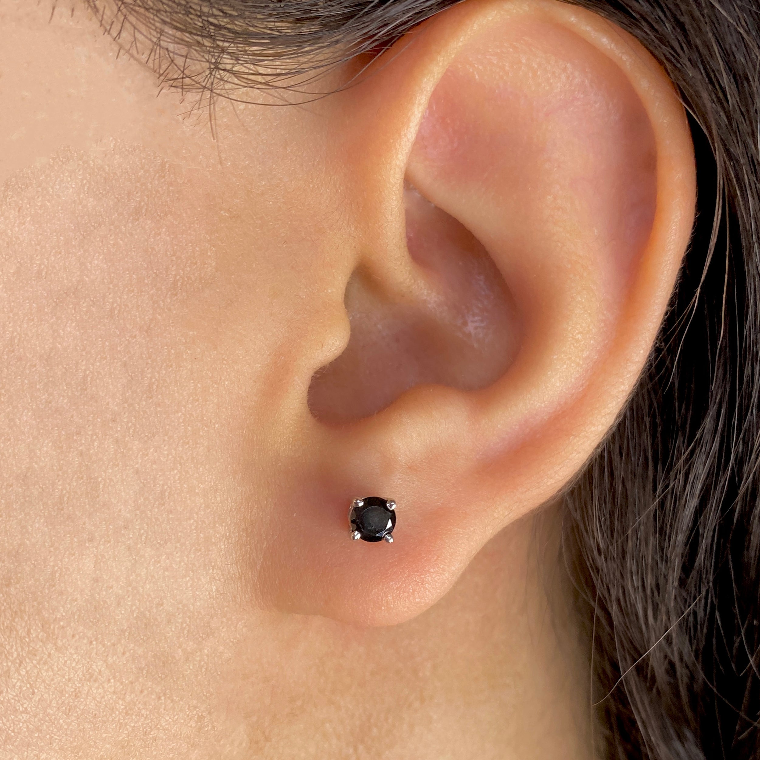 Black Tourmaline Stud Earring-(BLS-RDE-1023.)