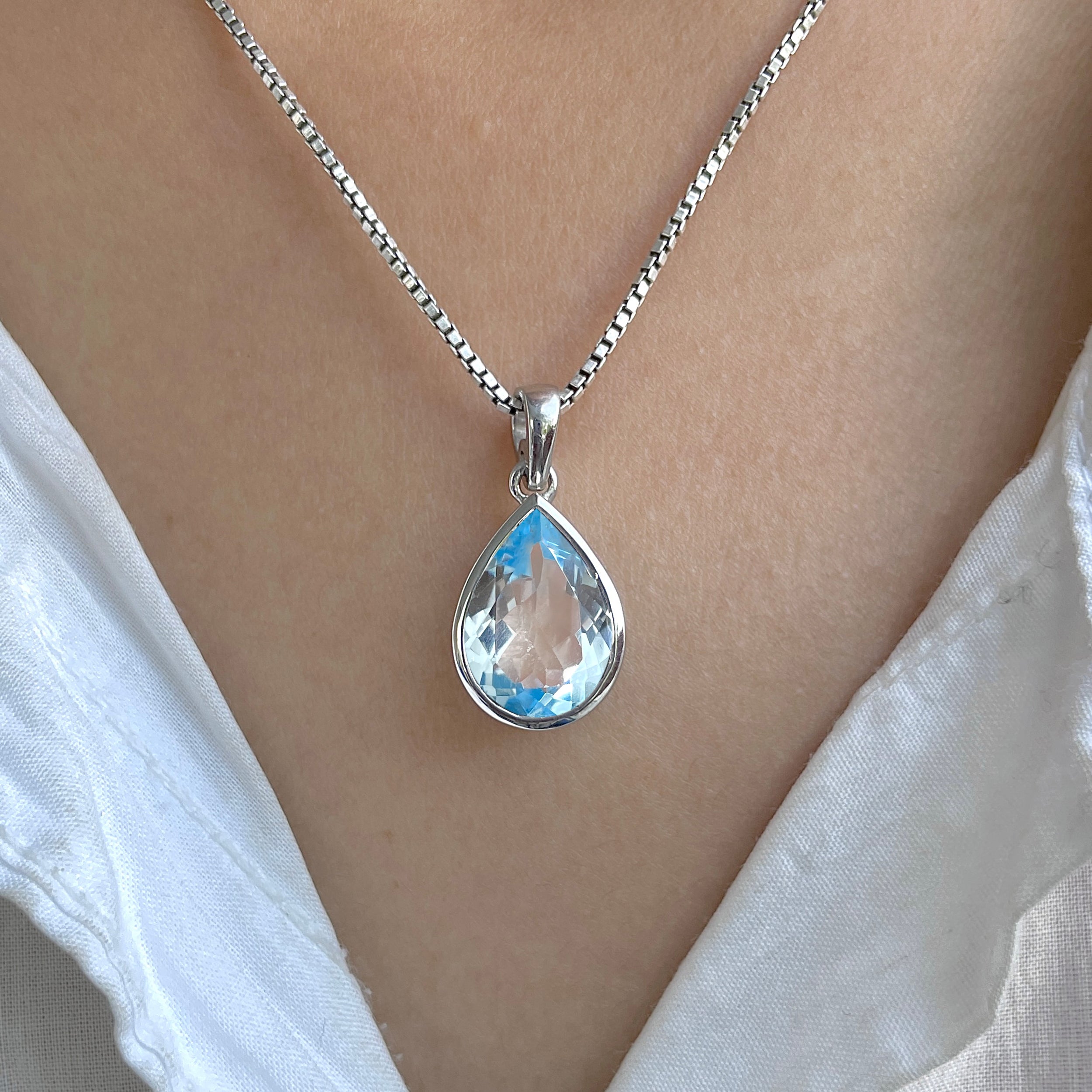 Blue Topaz Pendant-(BTZ-RDP-463.)