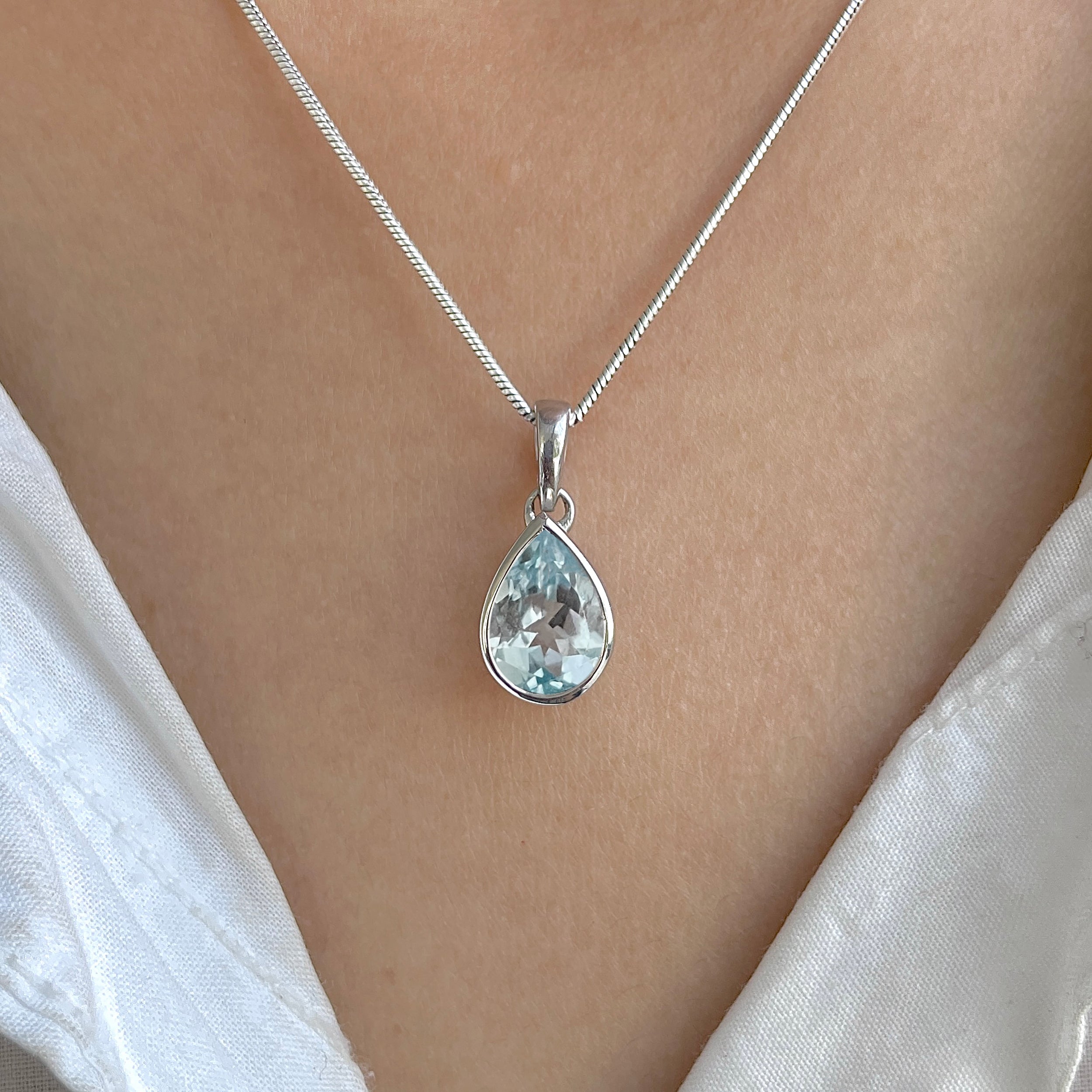 Blue Topaz Pendant-(BTZ-RDP-468.)