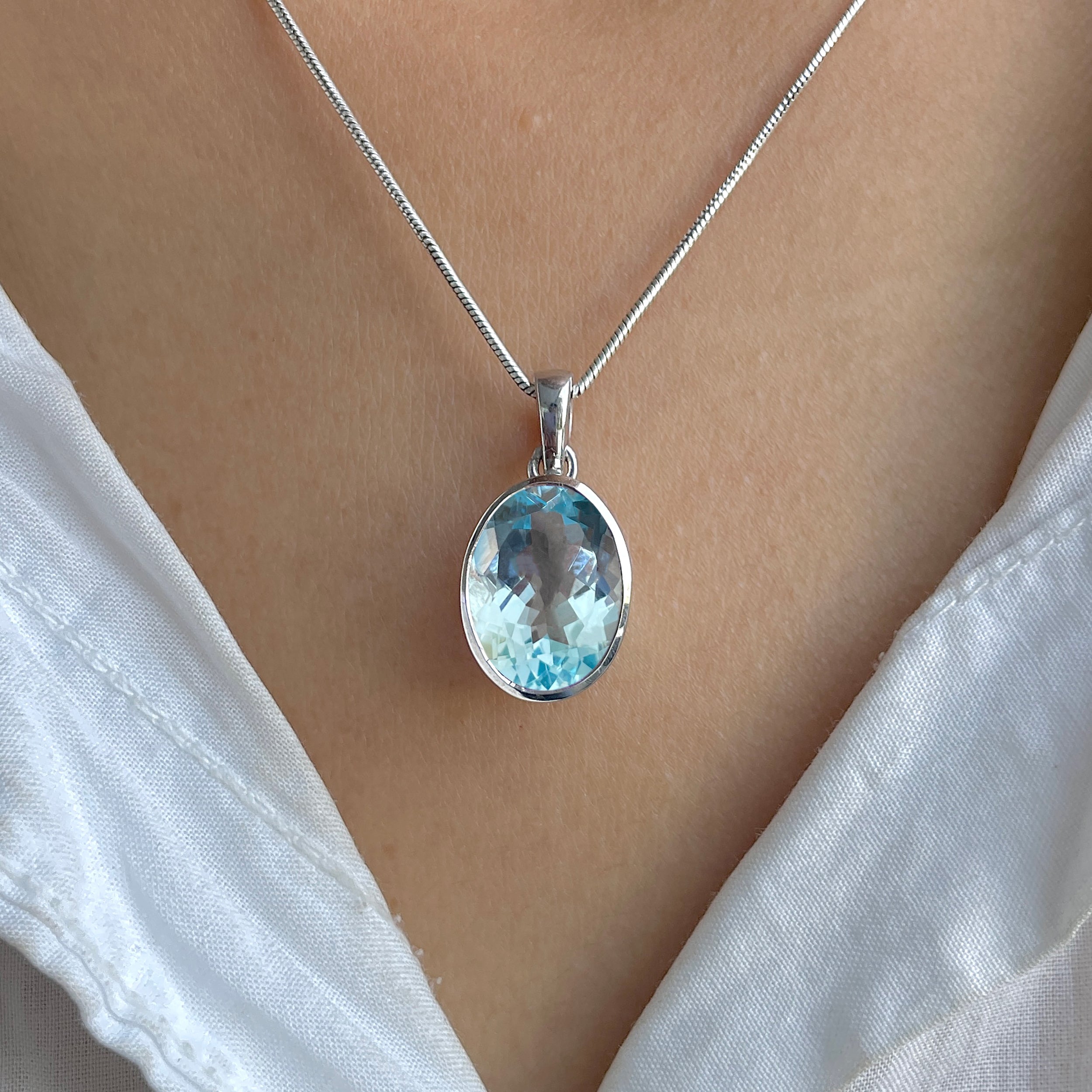 Blue Topaz Pendant-(BTZ-RDP-471.)