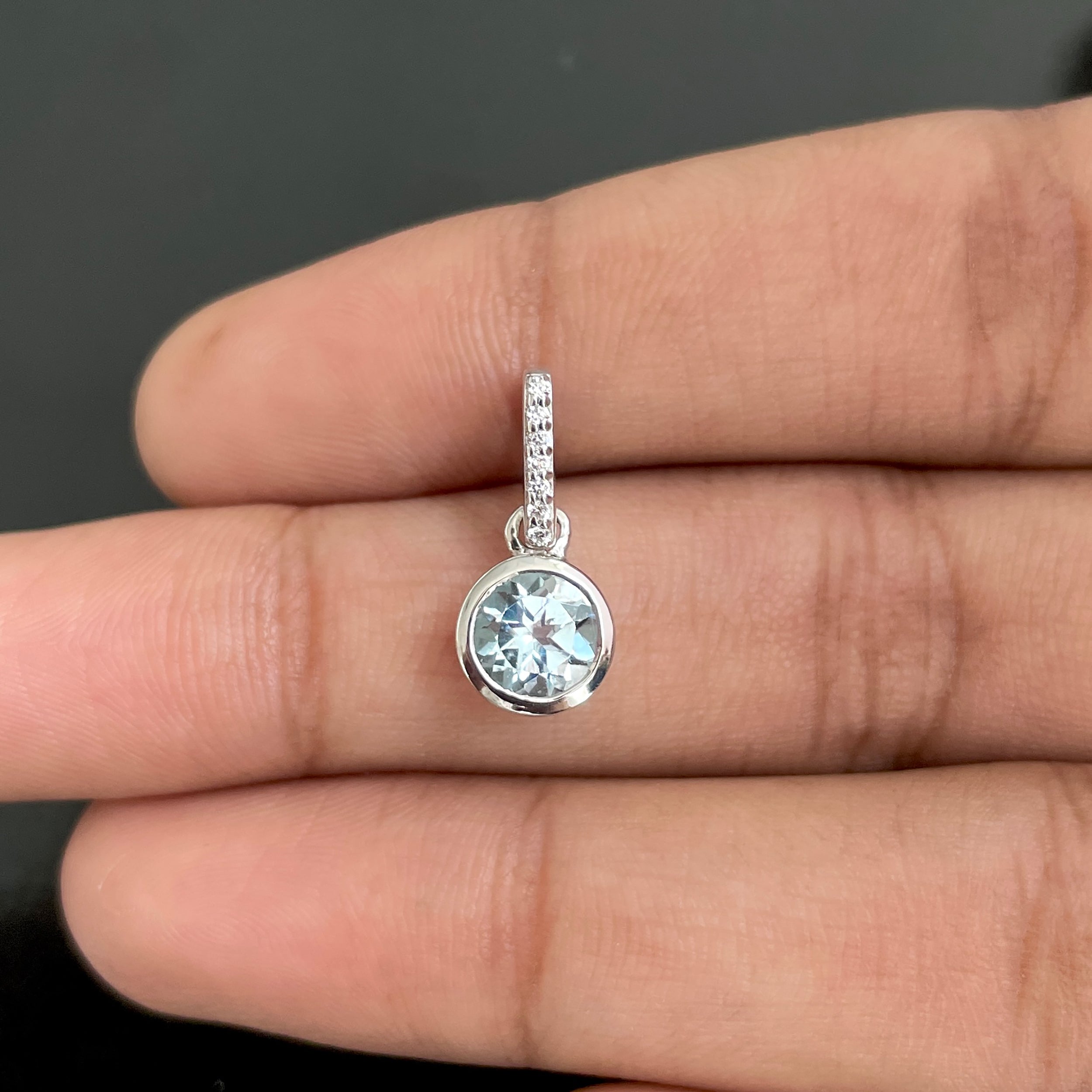 Blue Topaz & White Topaz Pendant-(BTZ-RDP-958.)