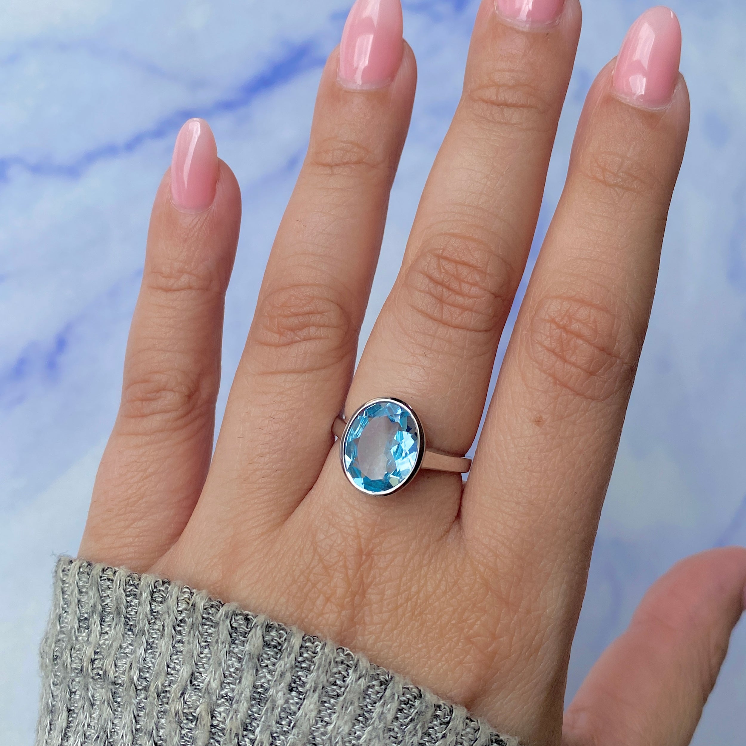 Blue Topaz Ring-(BTZ-RDR-1806.)