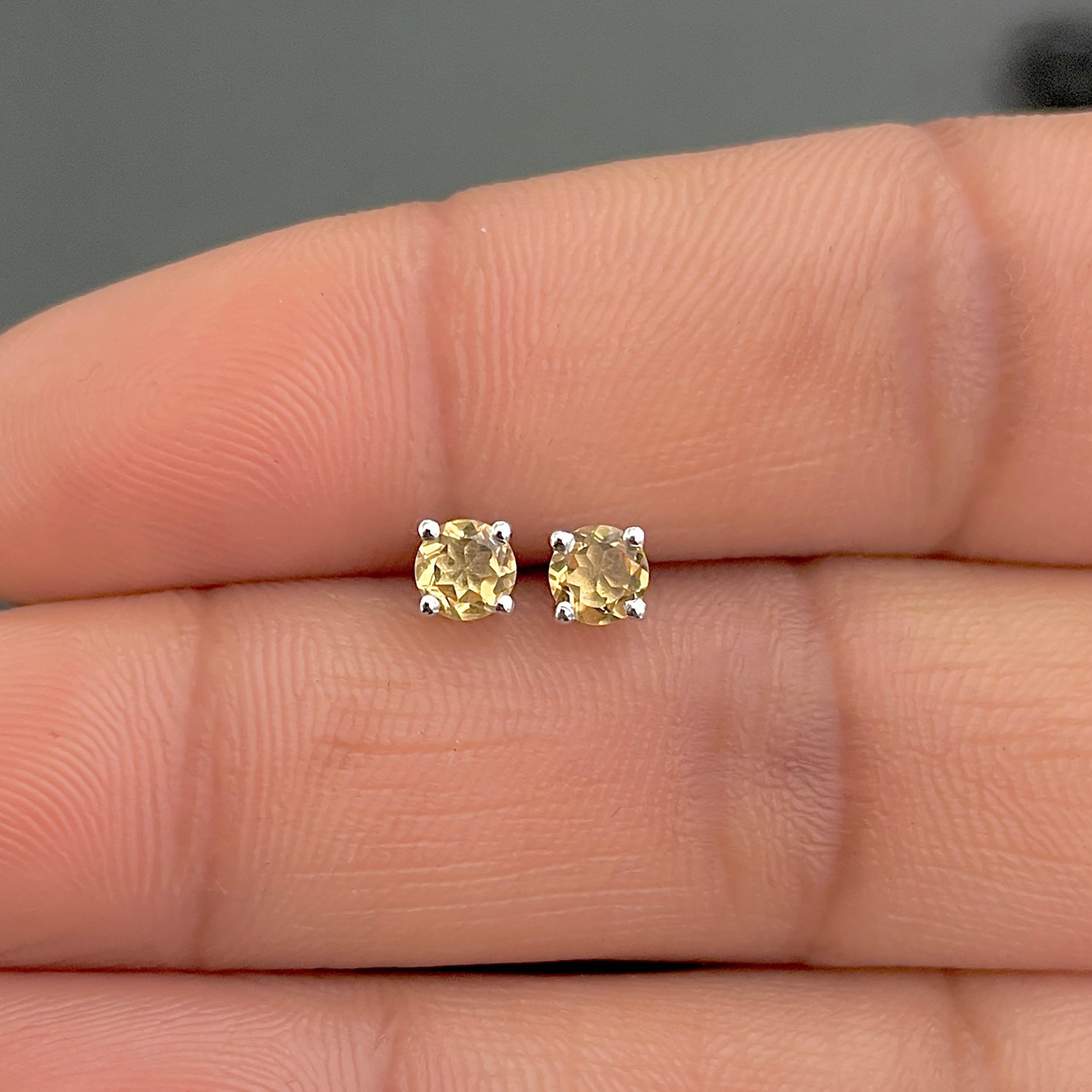 Citrine Stud Earring-(CIT-RDE-1023.)