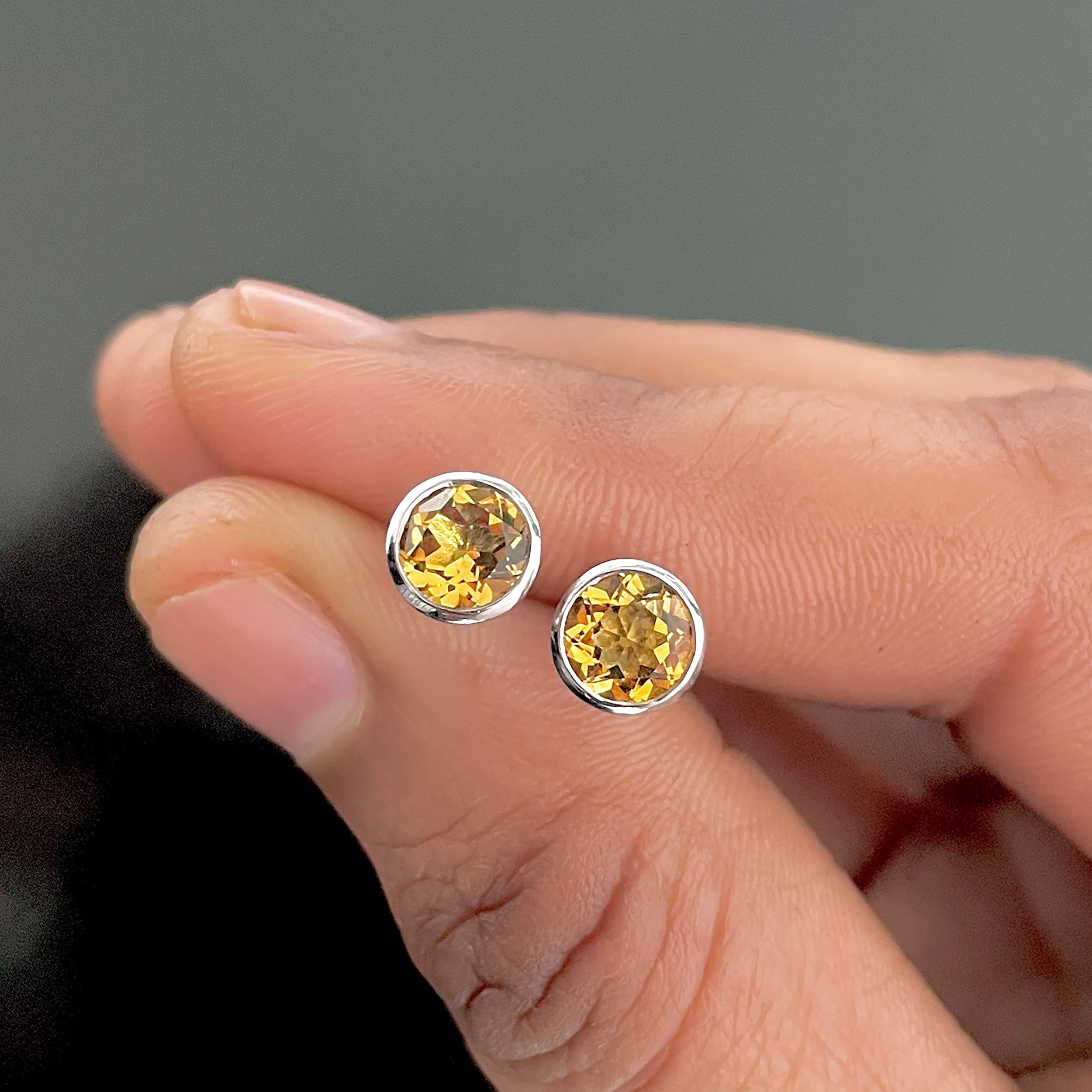 Citrine Stud Earring-(CIT-RDE-1426.)
