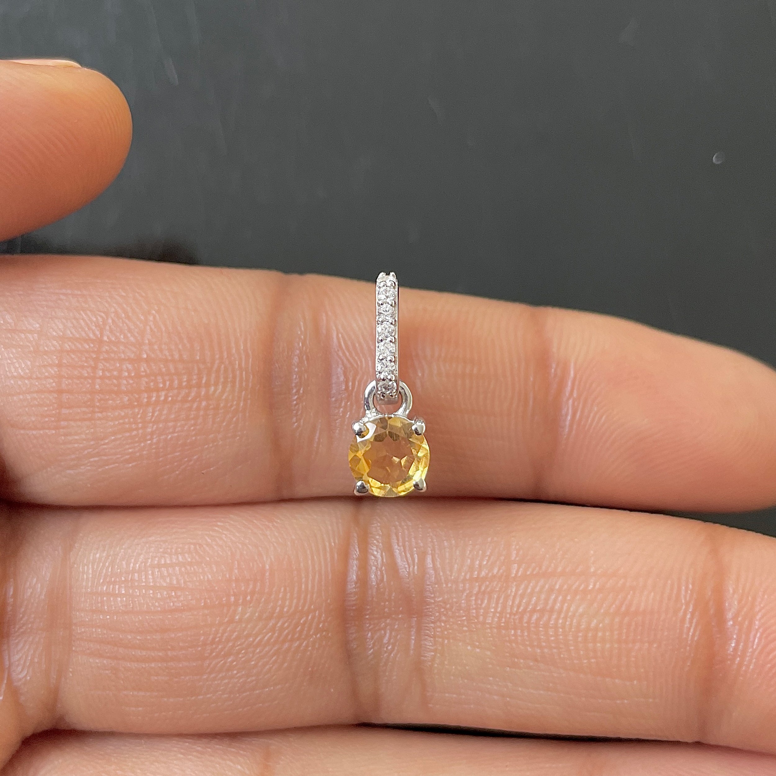 Citrine & White Topaz Pendant-(CIT-RDP-549.)