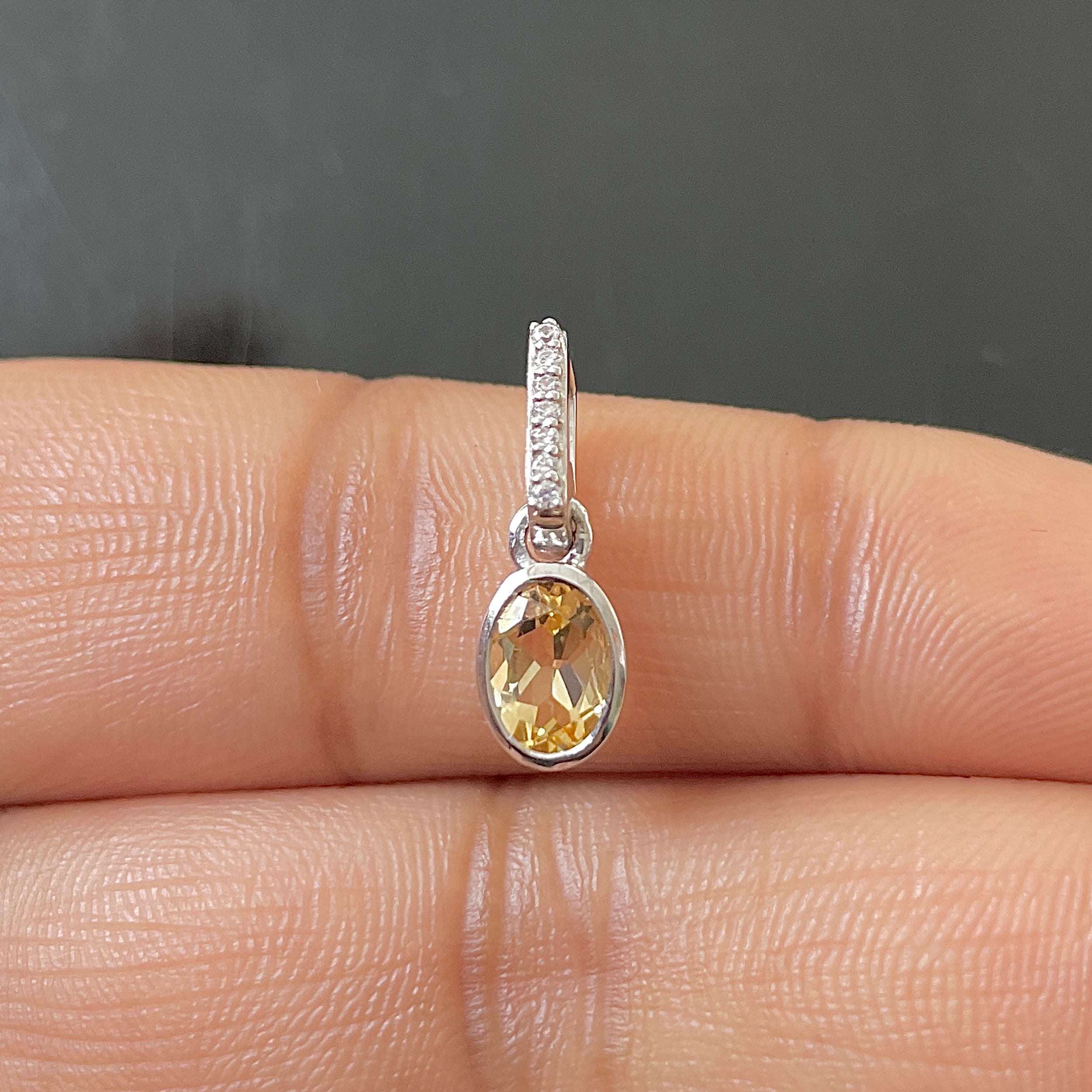 Citrine & White Topaz Pendant-(CIT-RDP-780.)