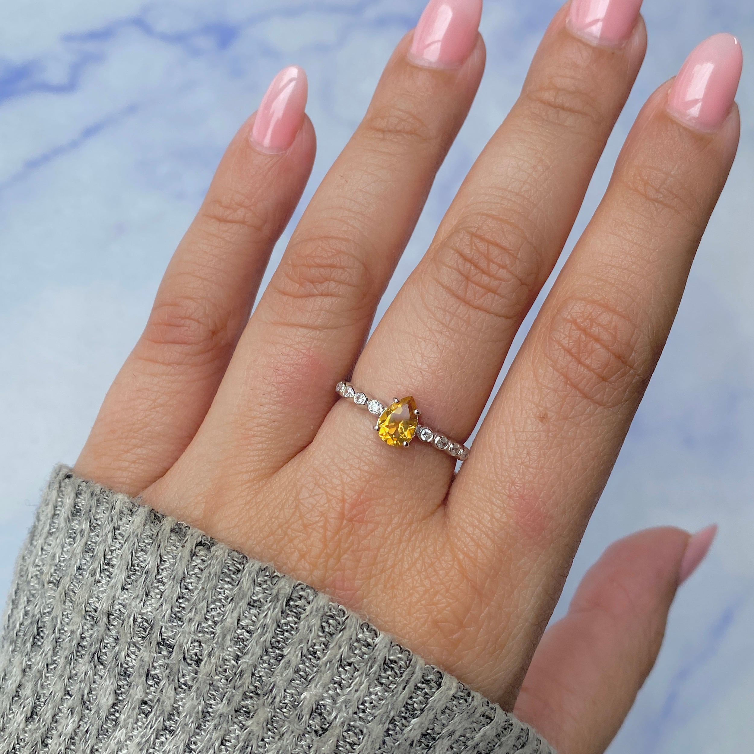 Citrine & White Topaz Ring-(CIT-RR-419D.)