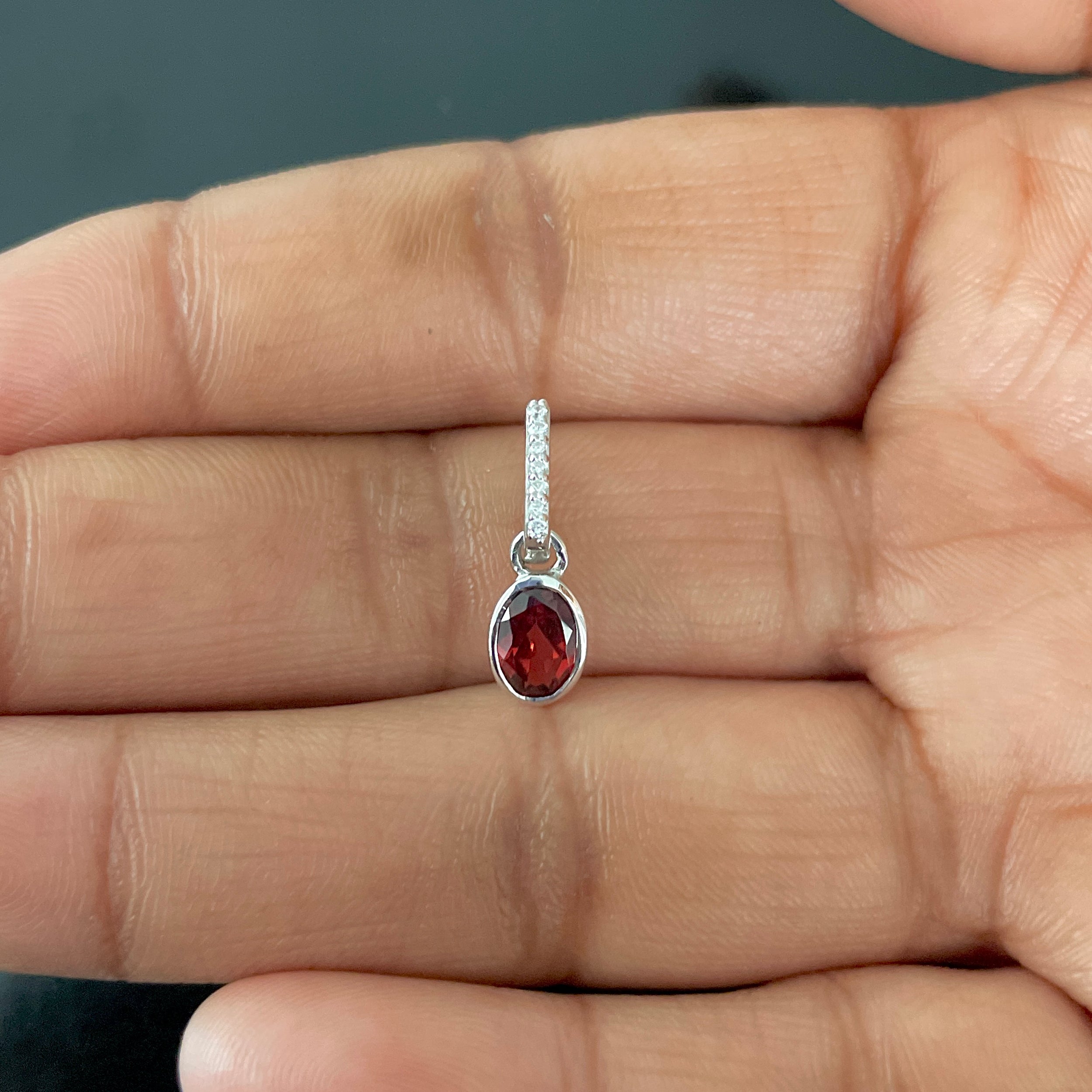 Garnet & White Topaz Pendant-(GAR-RDP-780.)