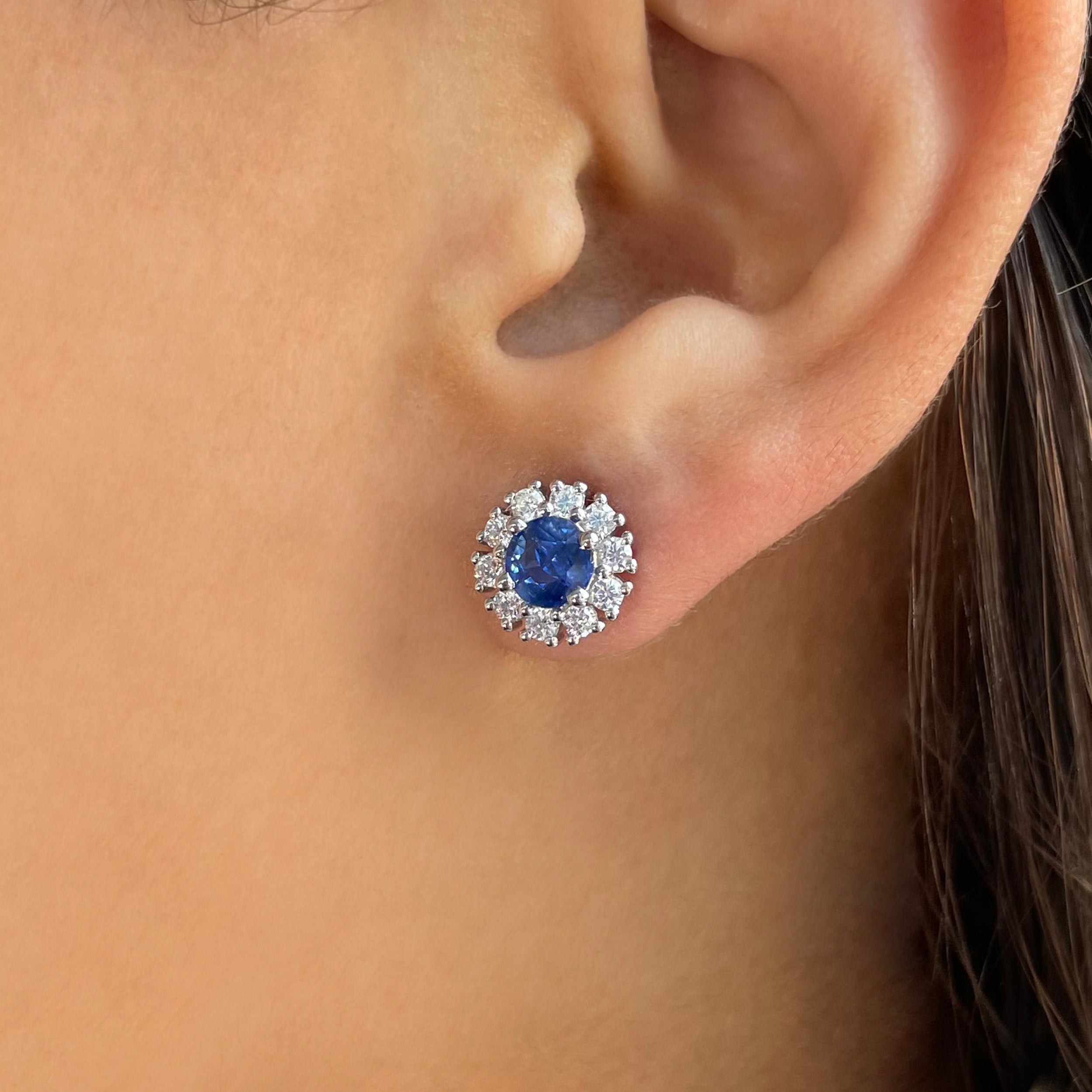 Kyanite & White Topaz Stud Earring-(KYN-RDE-1268.)