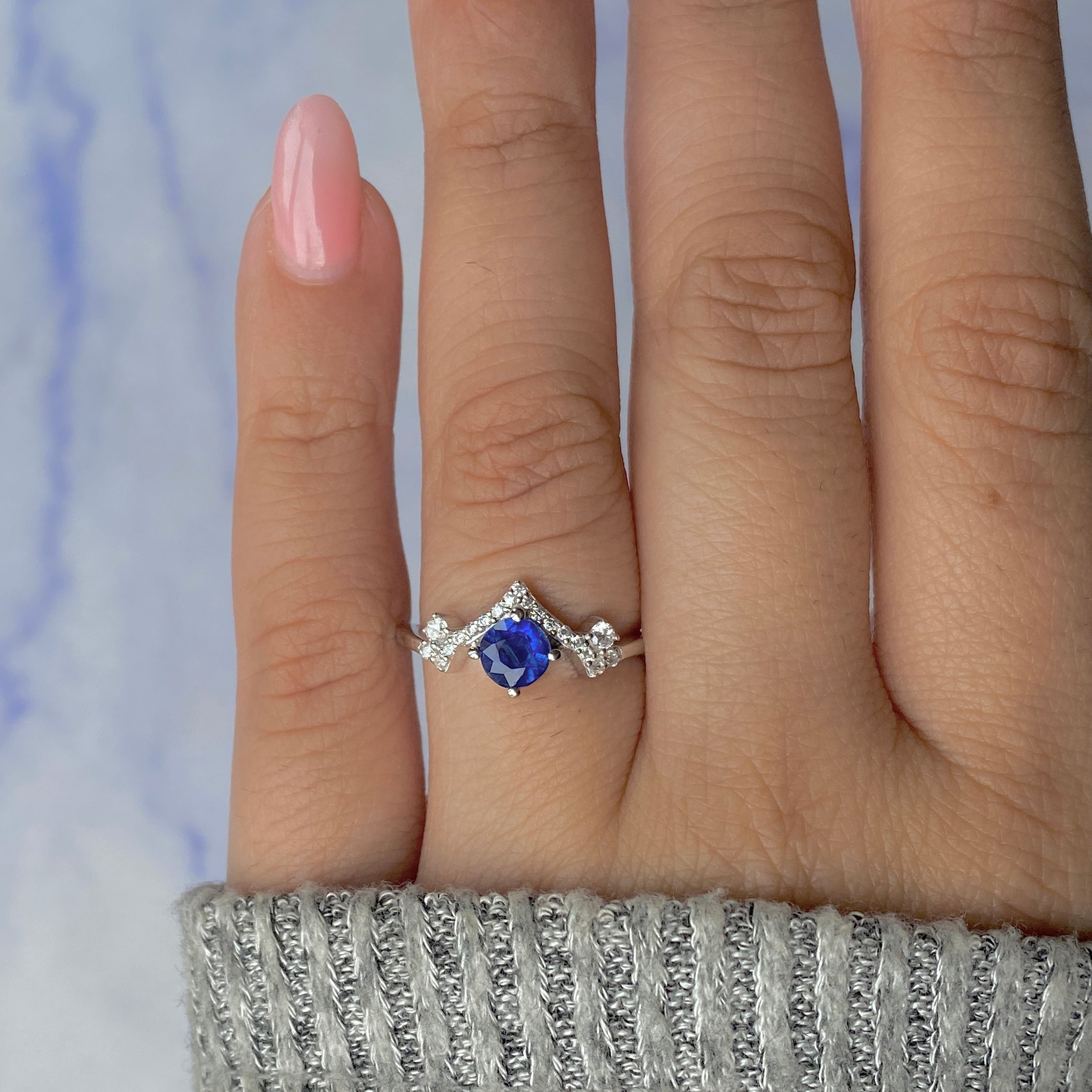 Kyanite & White Topaz Ring-(KYN-RDR-2296.)