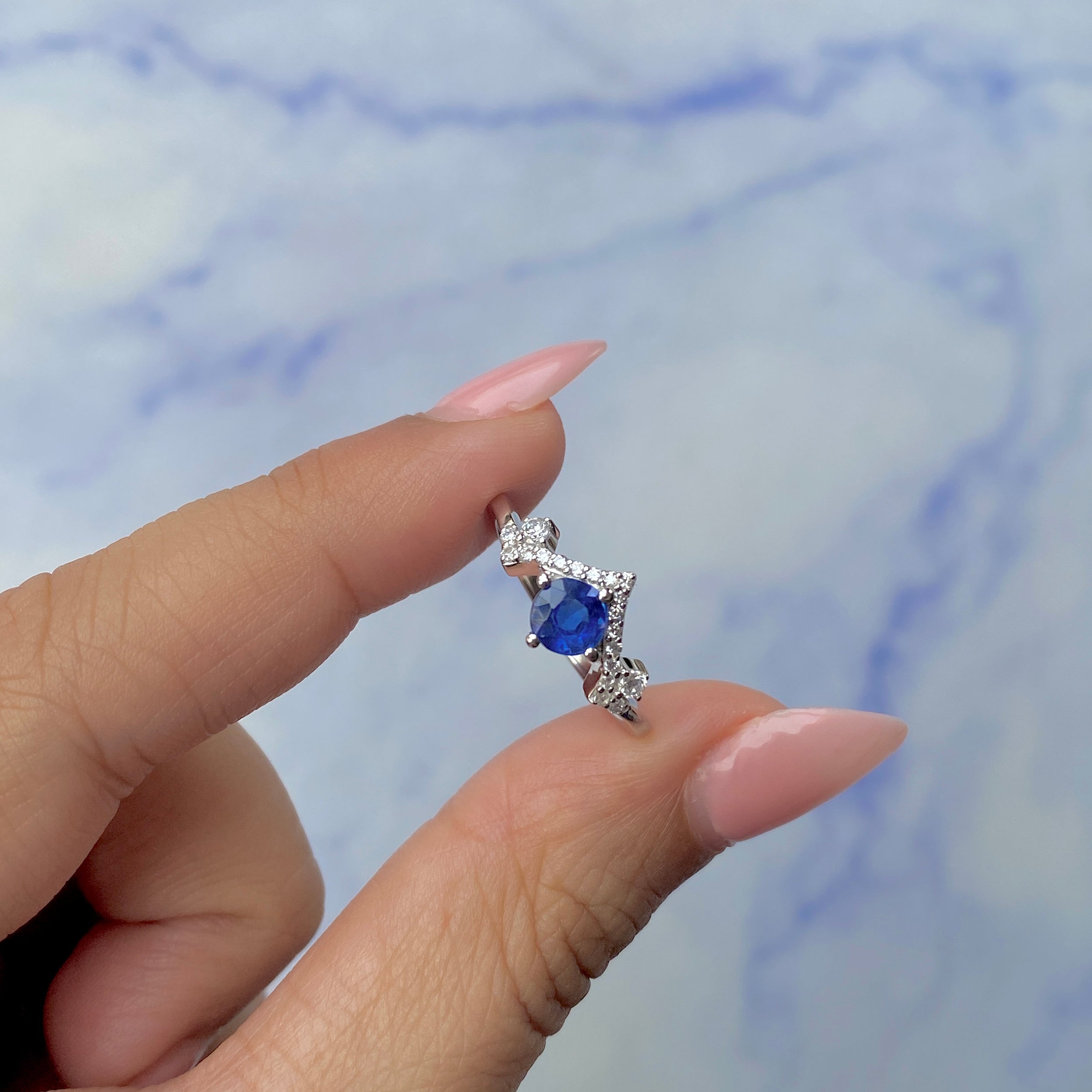 Kyanite & White Topaz Ring-(KYN-RDR-2296.)