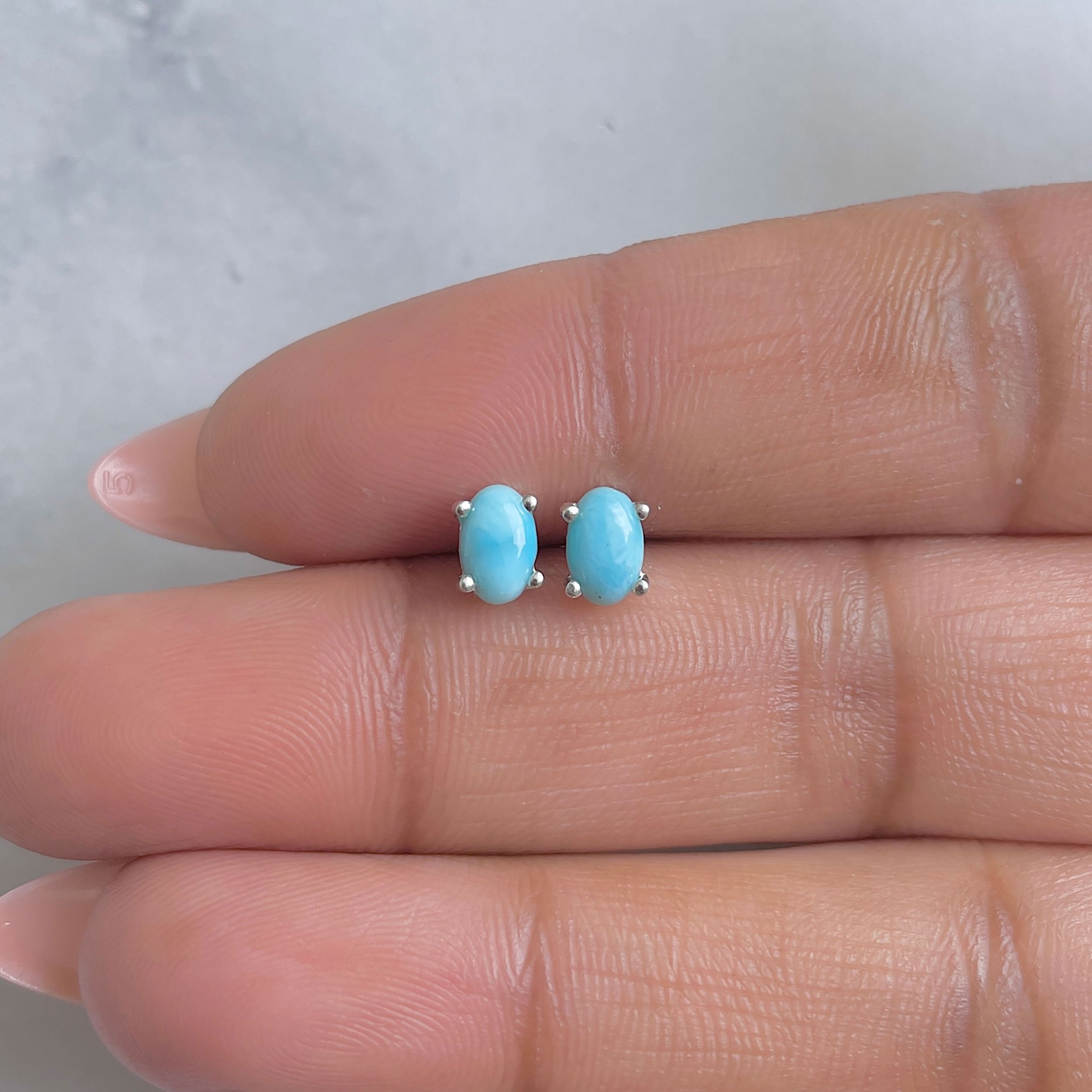 Larimar Stud Earring-(LAR-RDE-1143.)