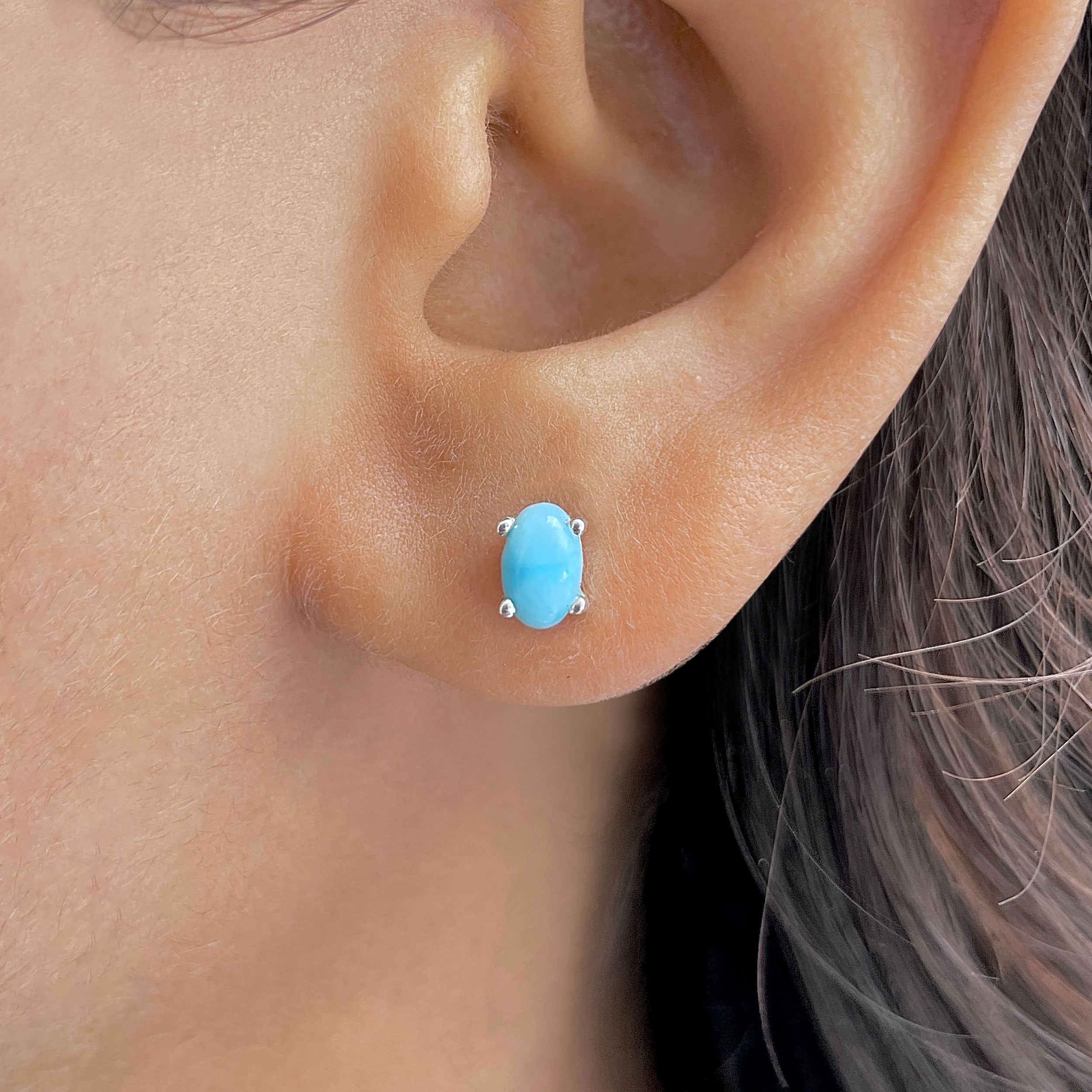 Larimar Stud Earring-(LAR-RDE-1143.)