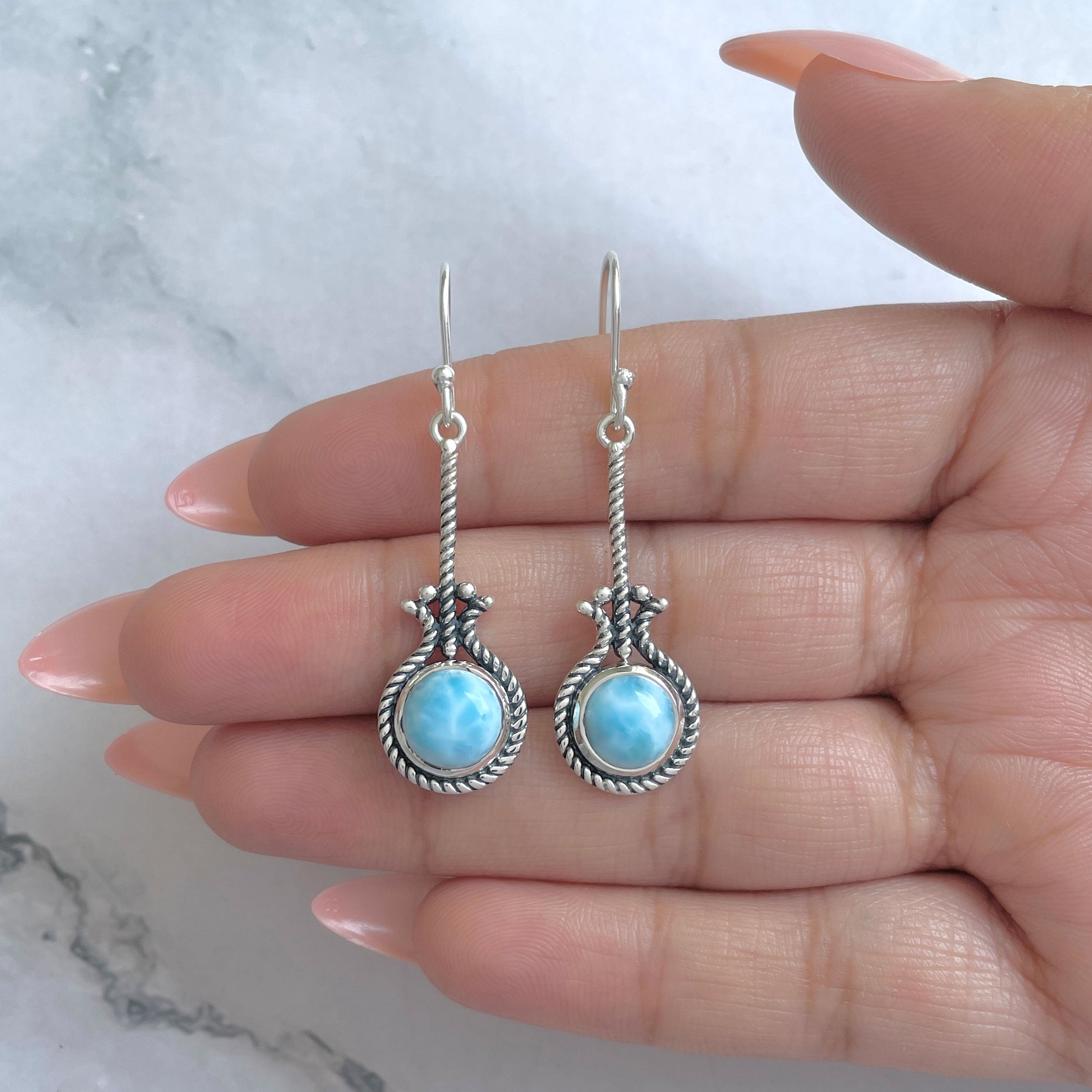 Larimar Earring-(LAR-RDE-148.)