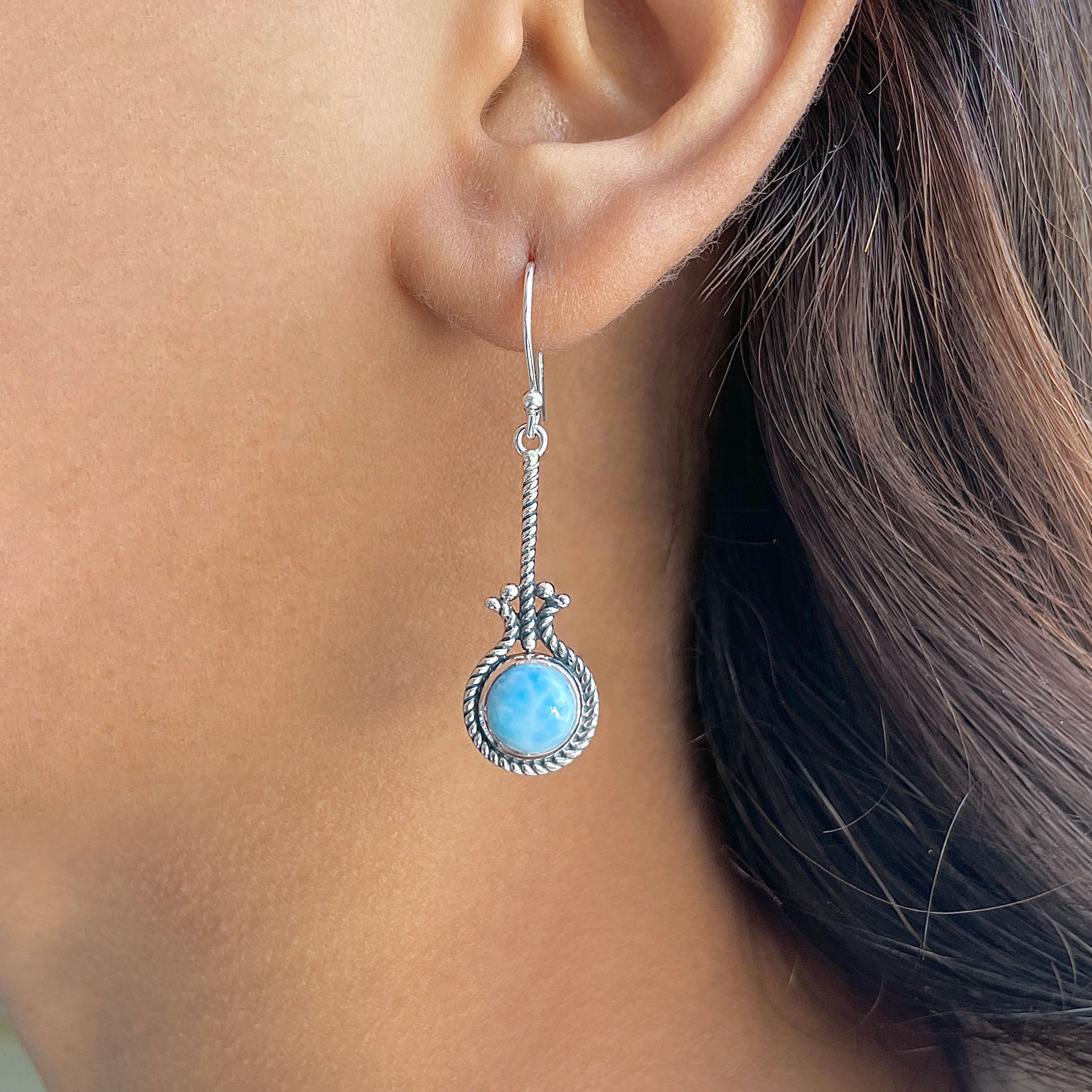 Larimar Earring-(LAR-RDE-148.)