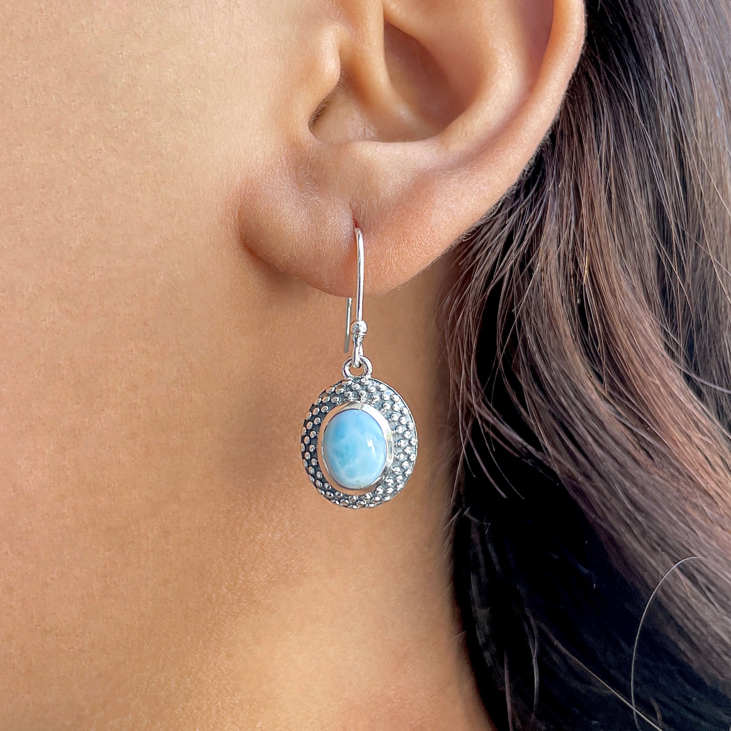Larimar Earring-(LAR-RDE-180.)