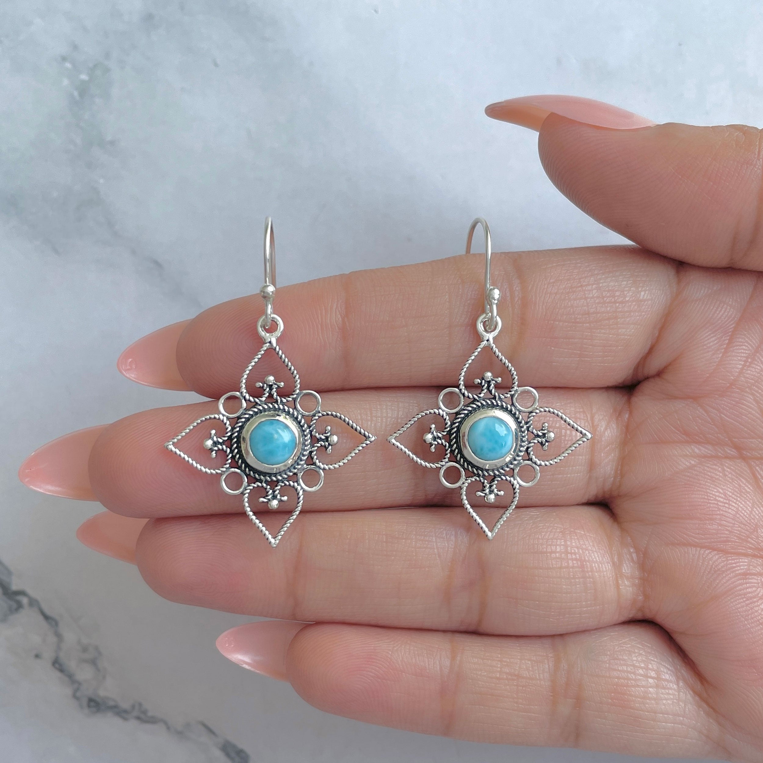 Larimar Earring-(LAR-RDE-206.)
