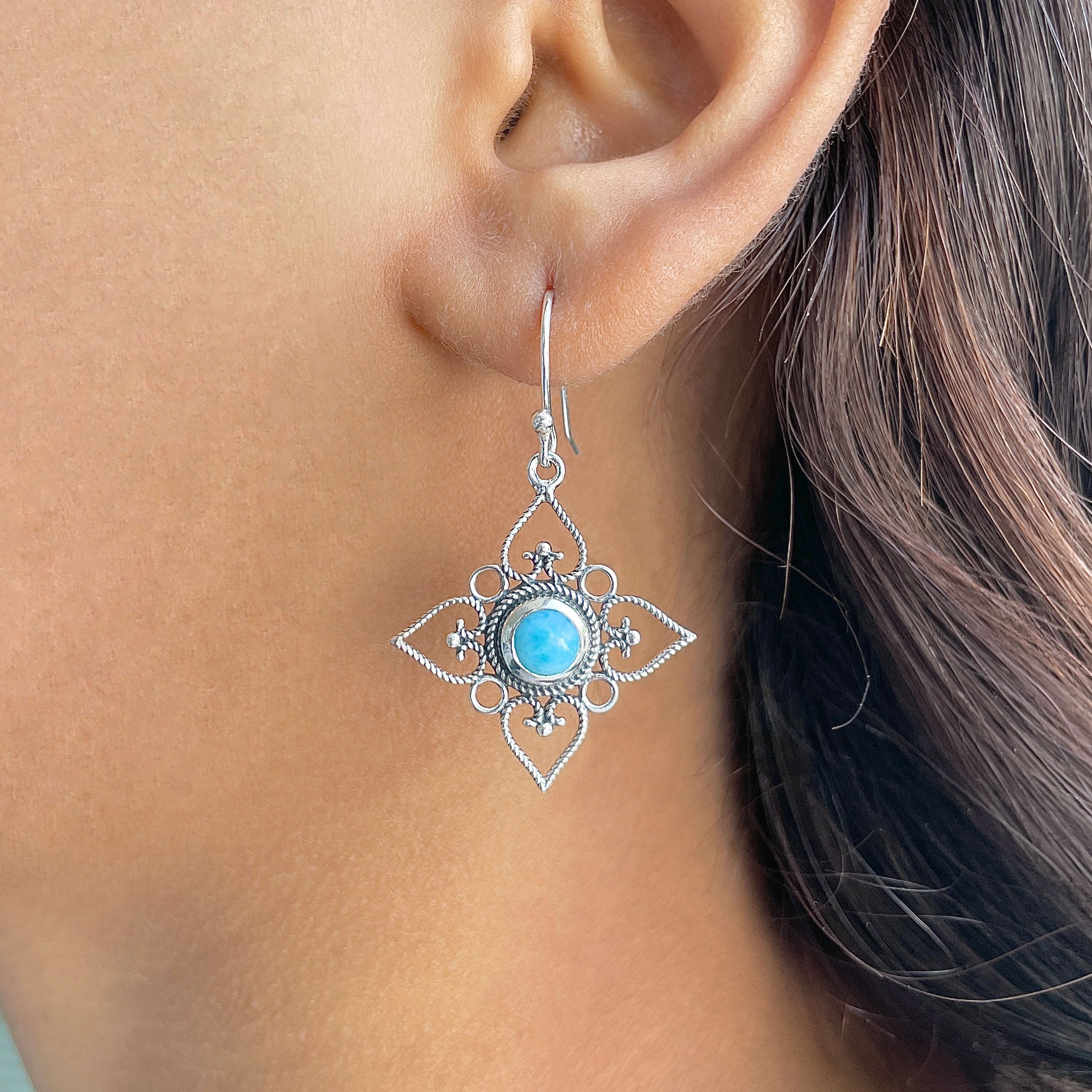 Larimar Earring-(LAR-RDE-206.)