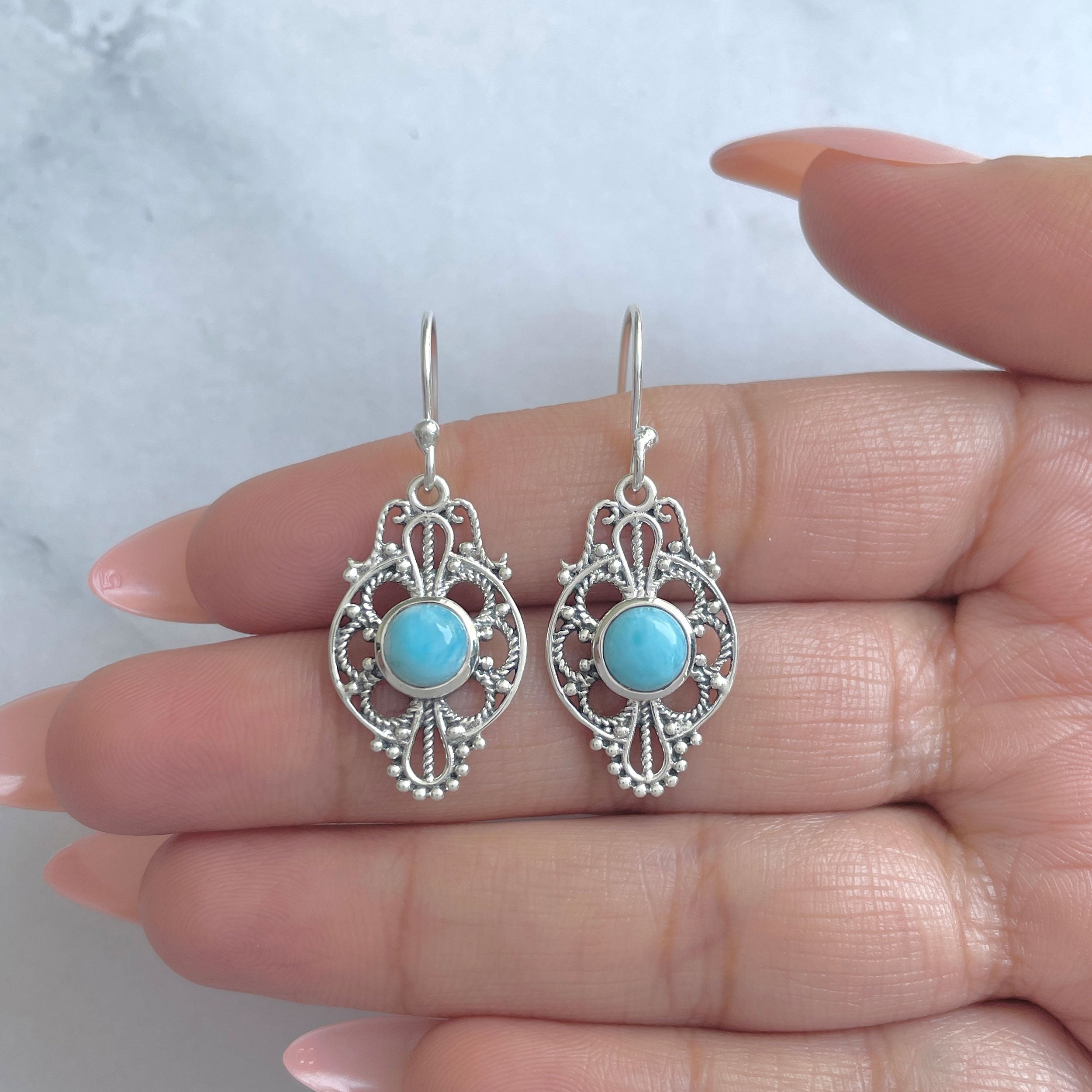 Larimar Earring-(LAR-RDE-85.)