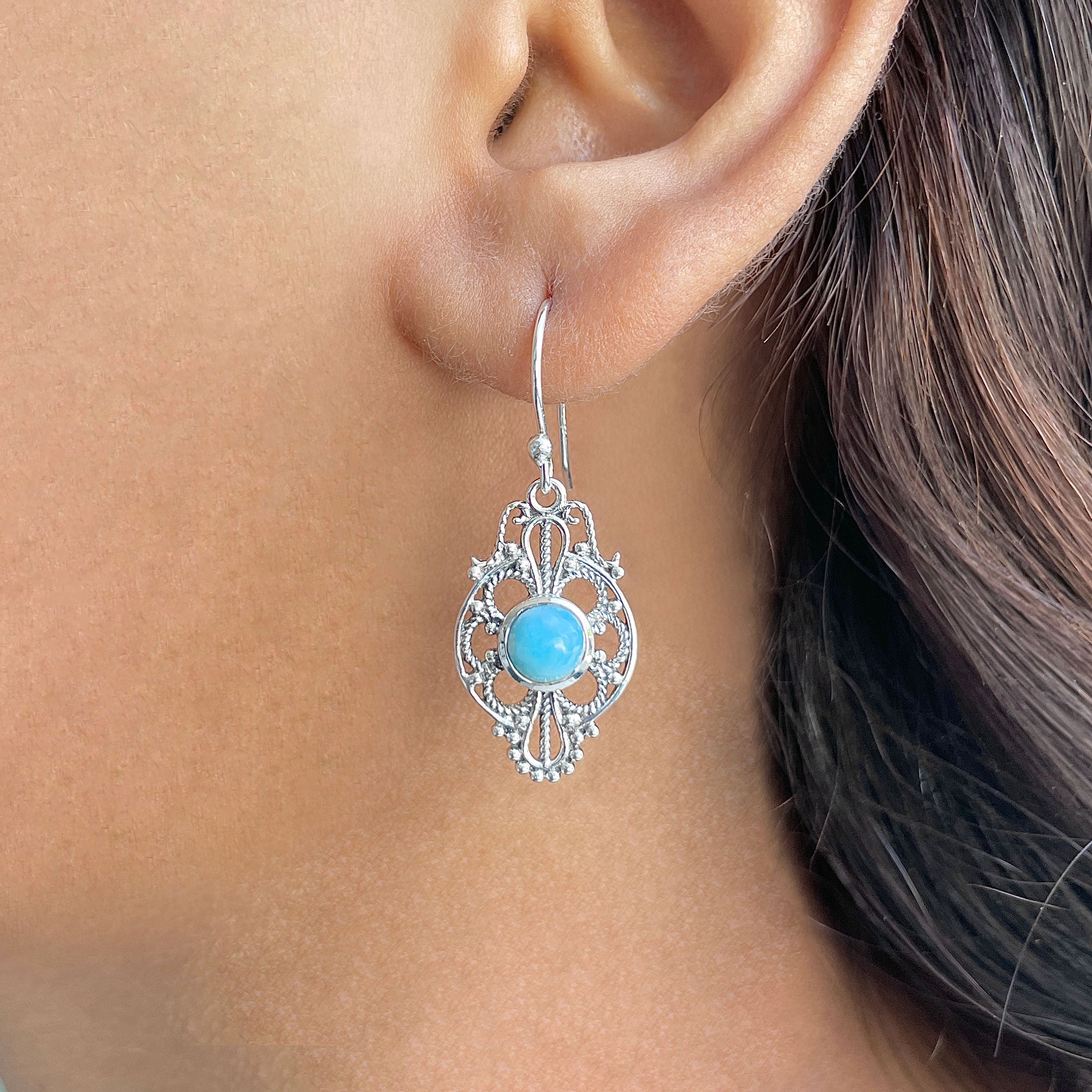 Larimar Earring-(LAR-RDE-85.)