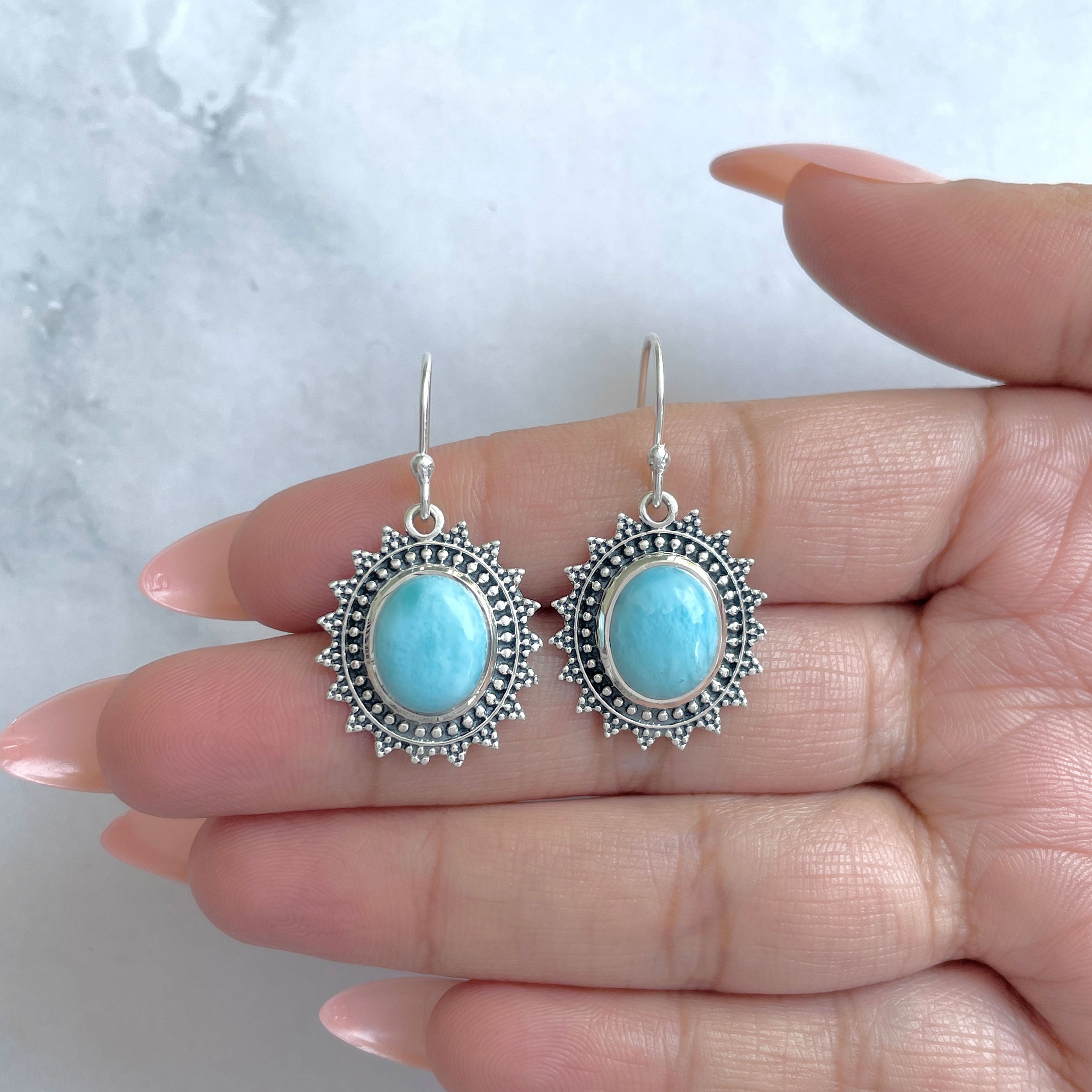 Larimar Earring-(LAR-RDE-86.)