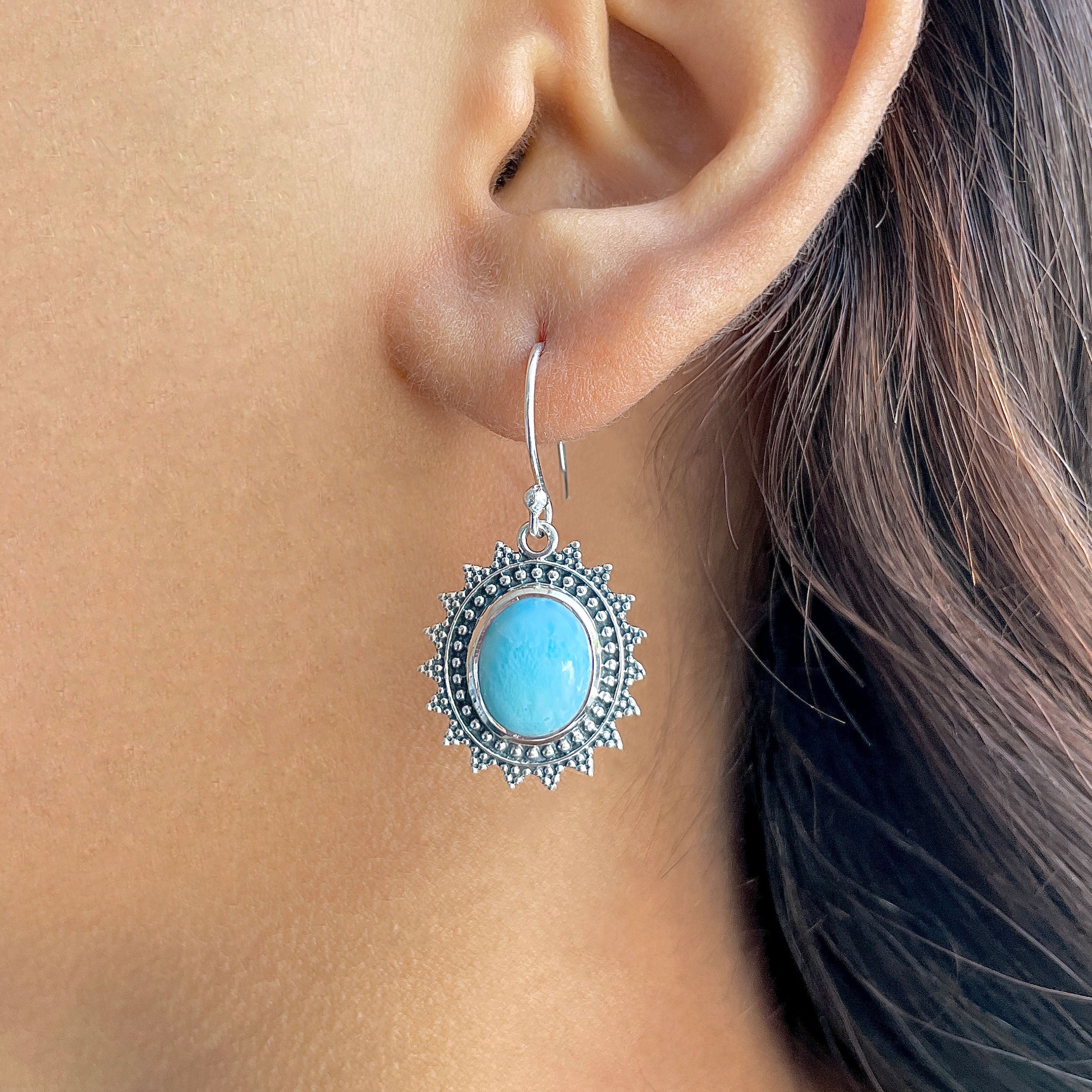 Larimar Earring-(LAR-RDE-86.)