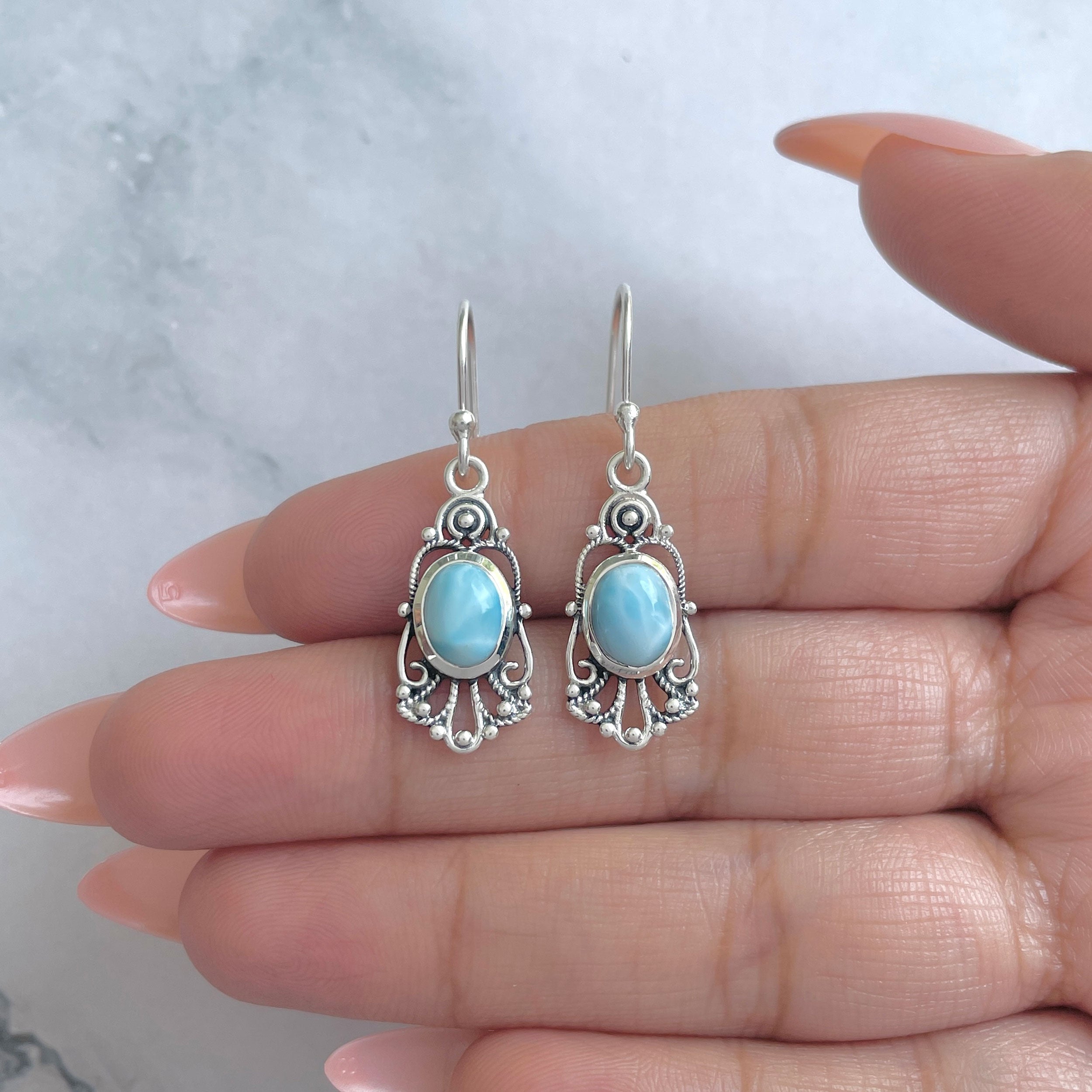 Larimar Earring-(LAR-RDE-95.)