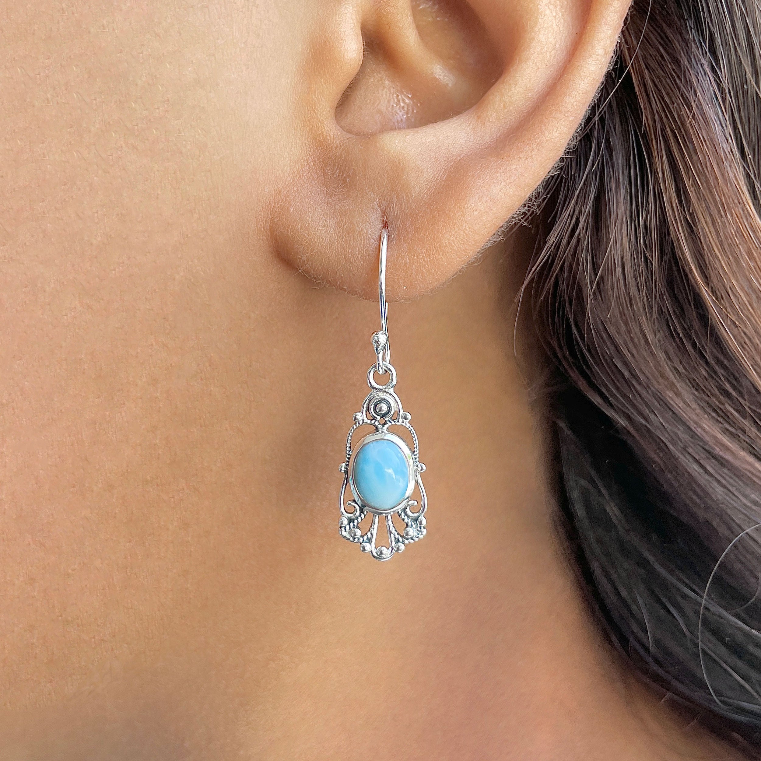Larimar Earring-(LAR-RDE-95.)