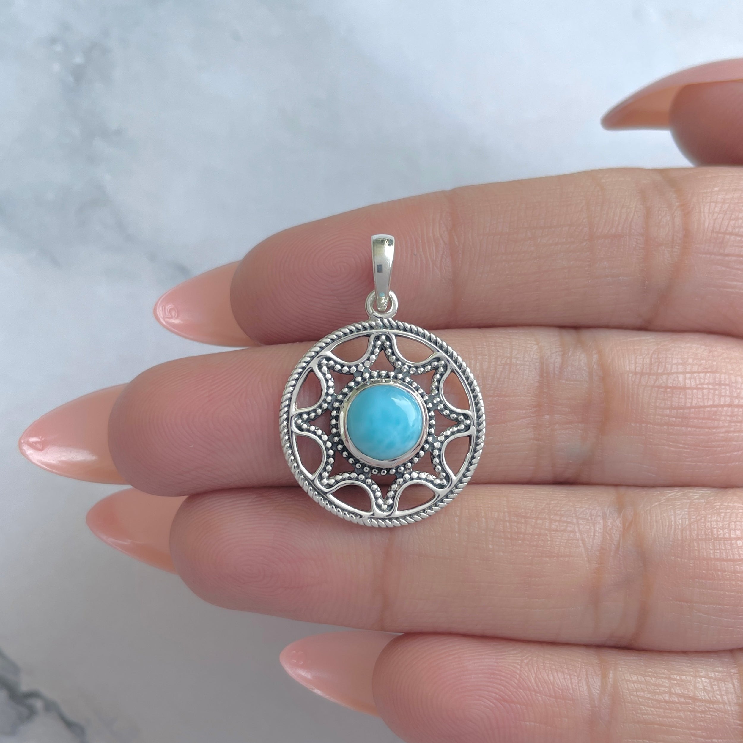 Larimar Pendant-(LAR-RDEP-200.)