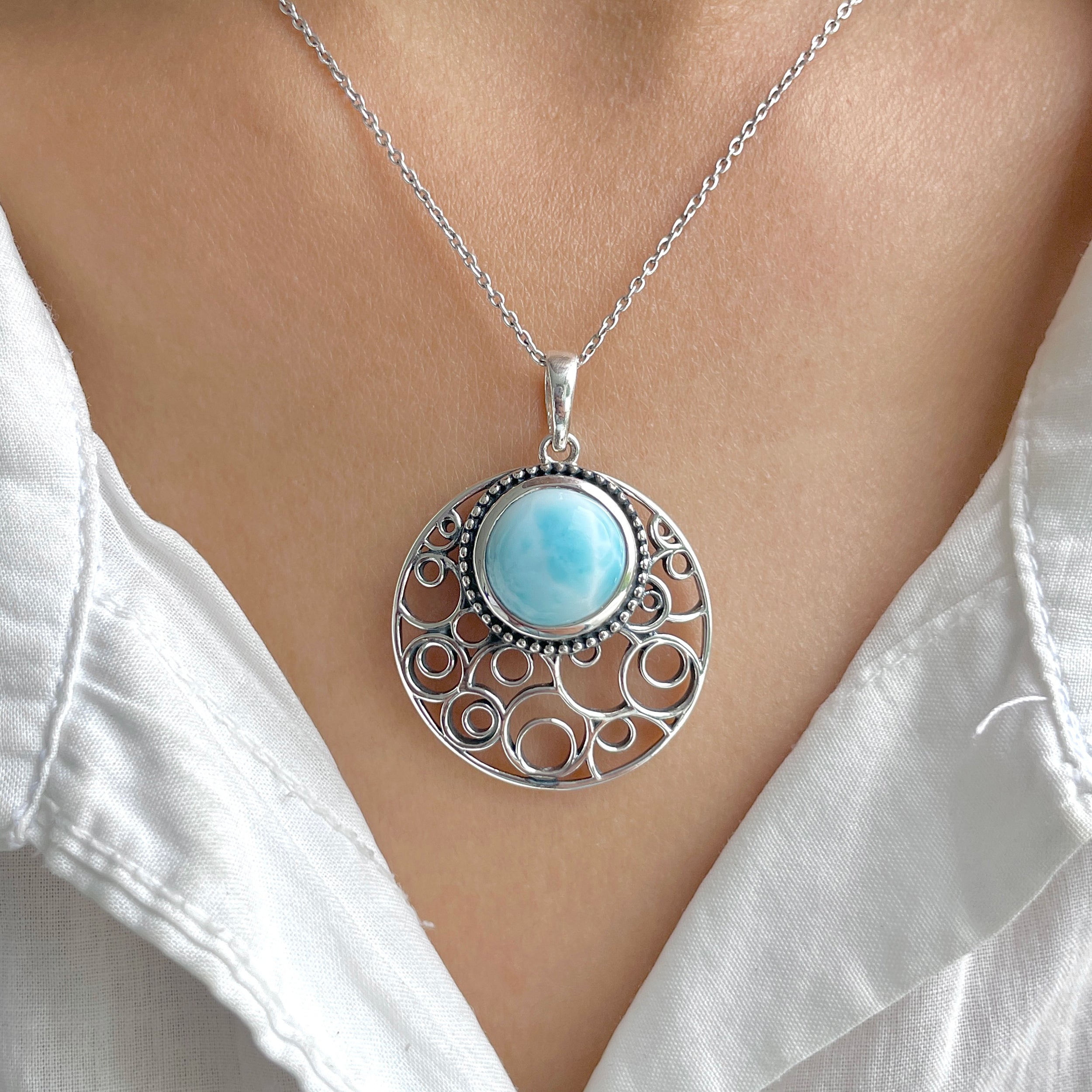 Larimar Pendant-(LAR-RDP-48.)