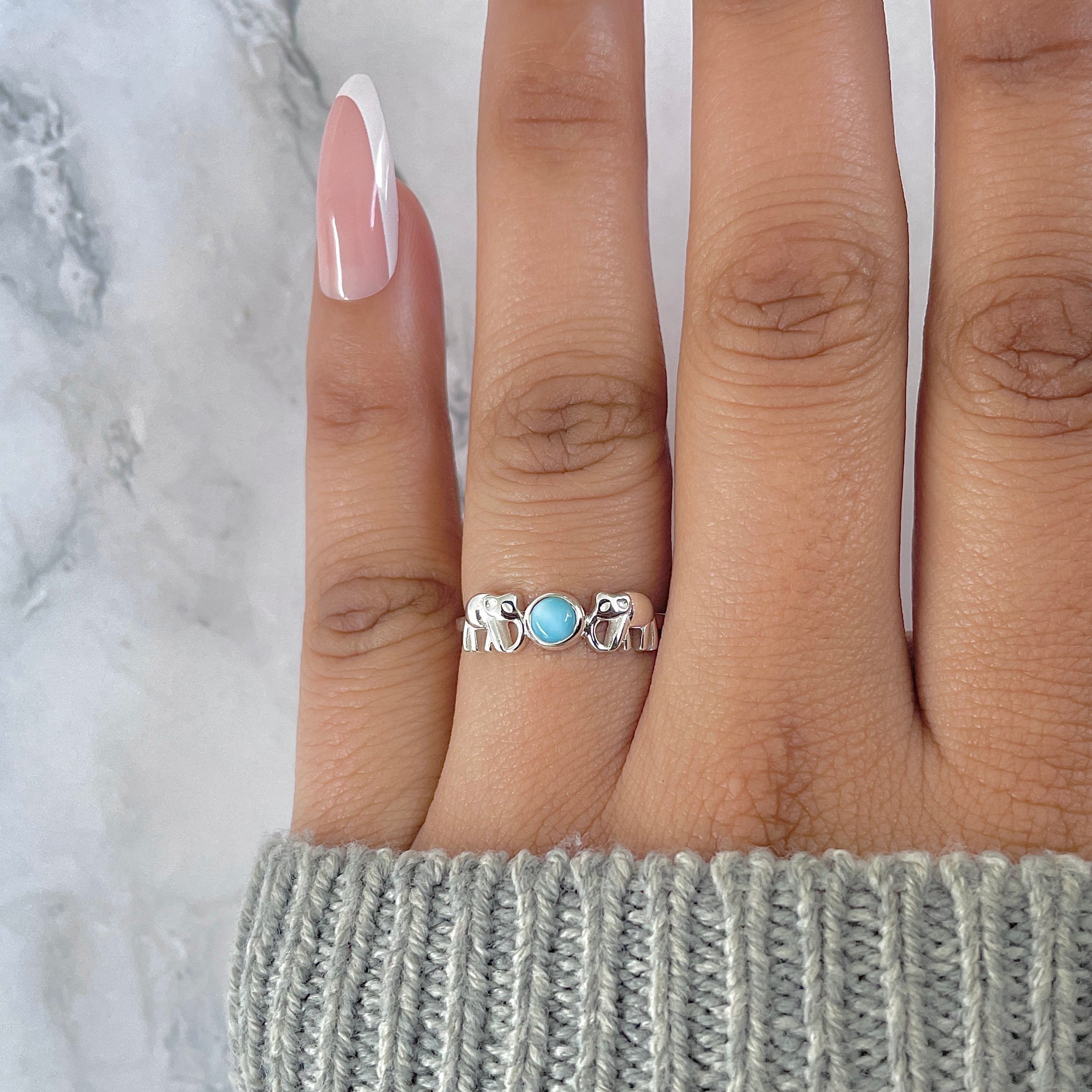 Larimar Elephant Ring-(LAR-RDR-1347.)