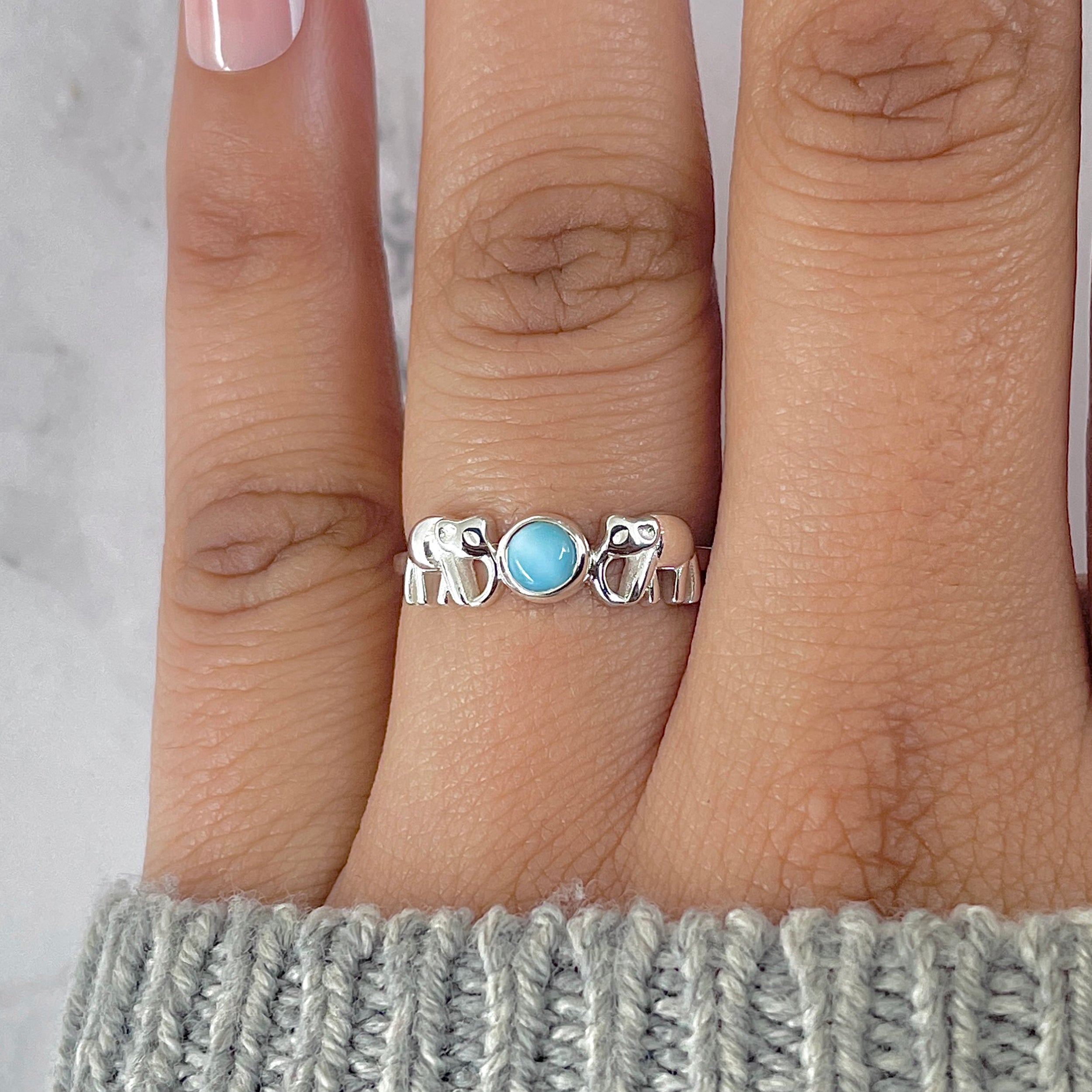 Larimar Elephant Ring-(LAR-RDR-1347.)