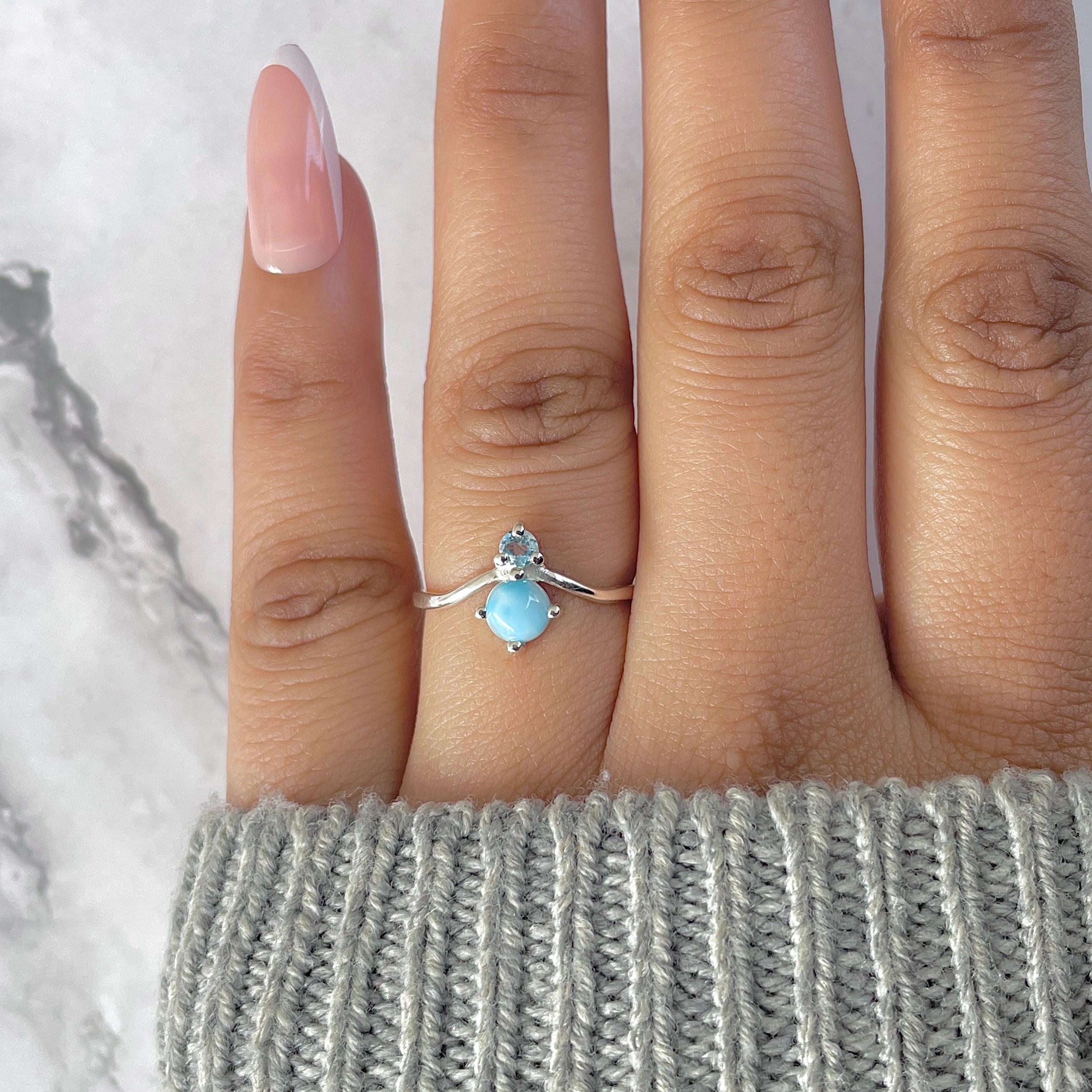 Larimar & Blue Topaz Ring-(LAR-RDR-1497.)