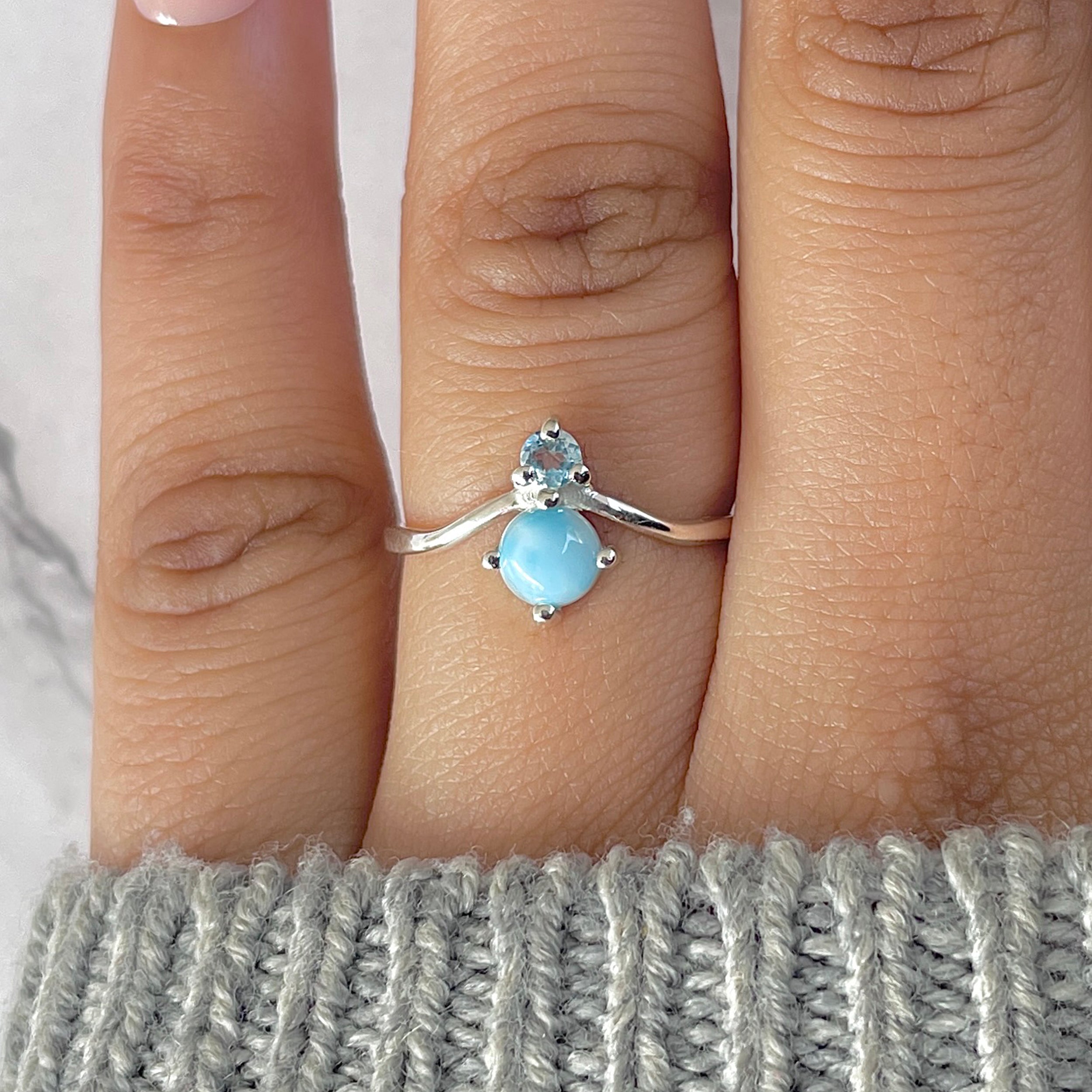 Larimar & Blue Topaz Ring-(LAR-RDR-1497.)