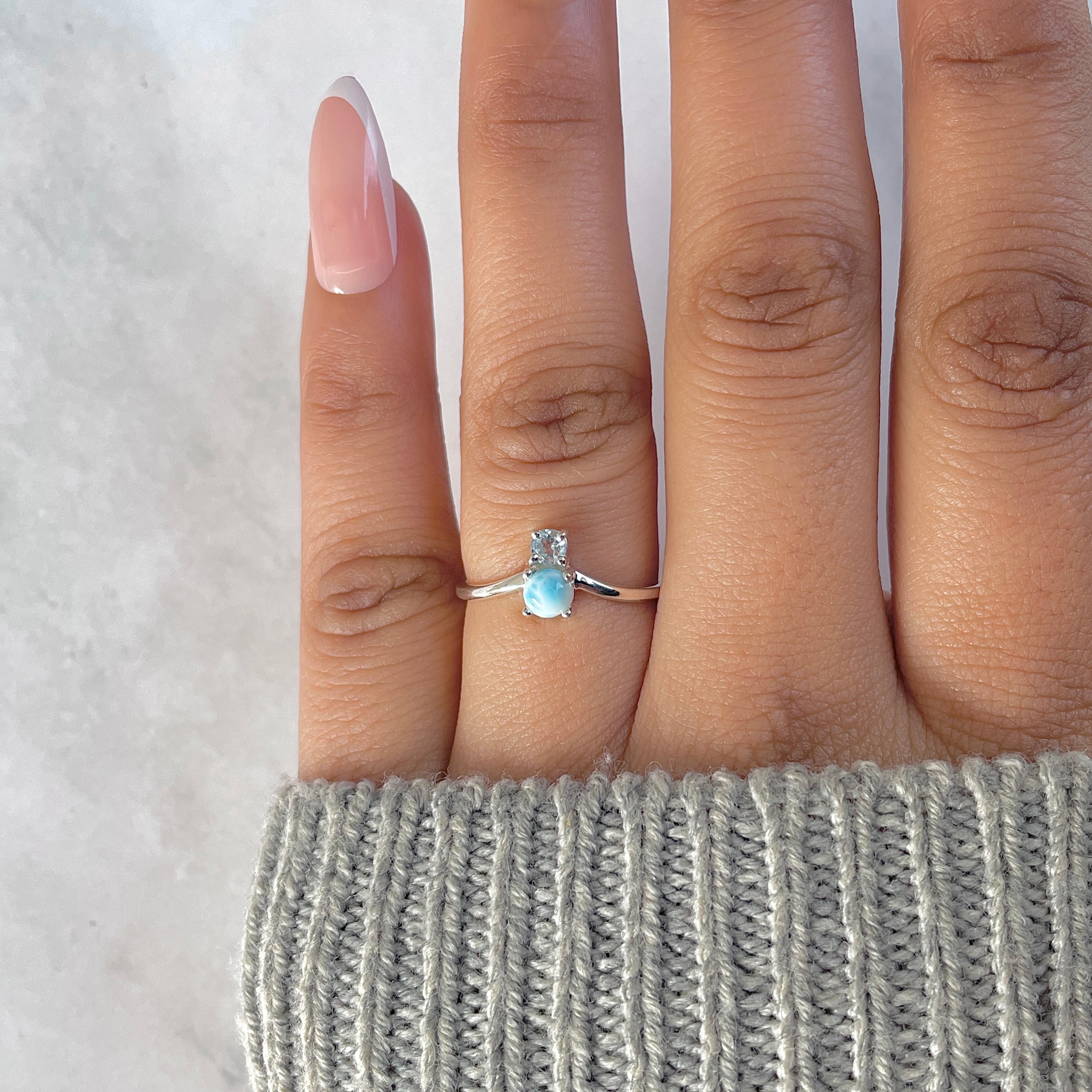 Larimar & Blue Topaz Ring-(LAR-RDR-1506.)