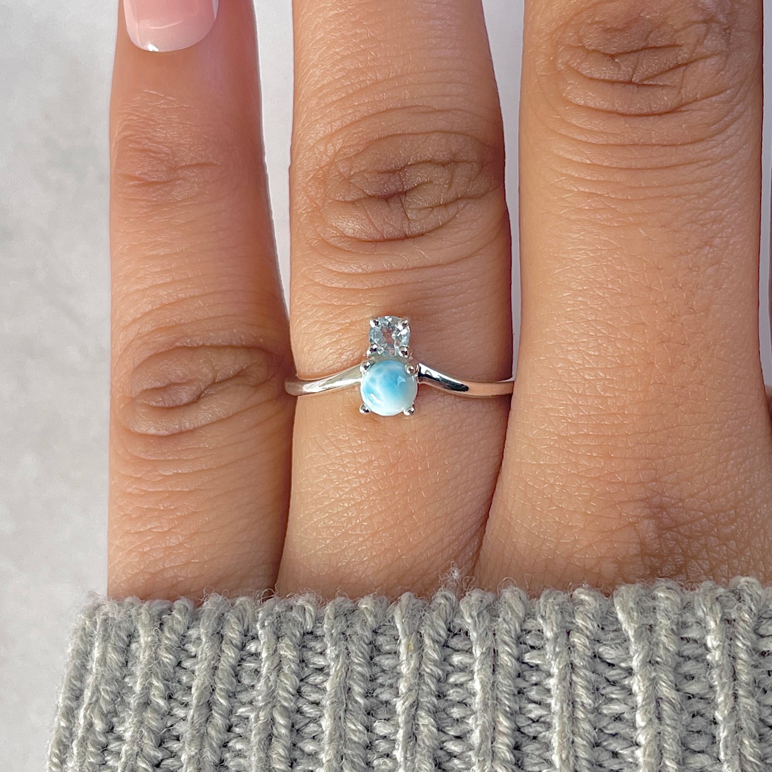 Larimar & Blue Topaz Ring-(LAR-RDR-1506.)