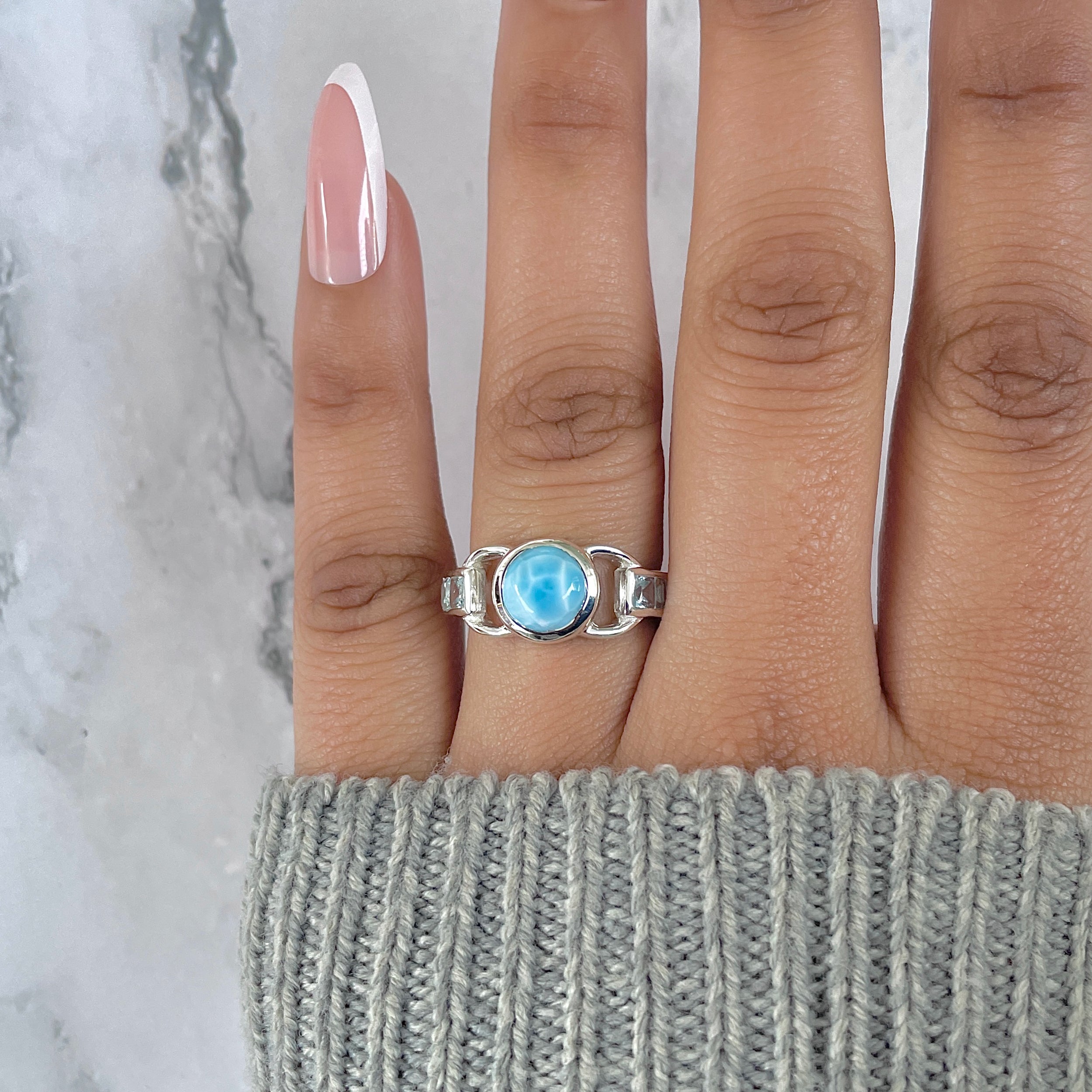Larimar & Blue Topaz Ring-(LAR-RDR-43.)