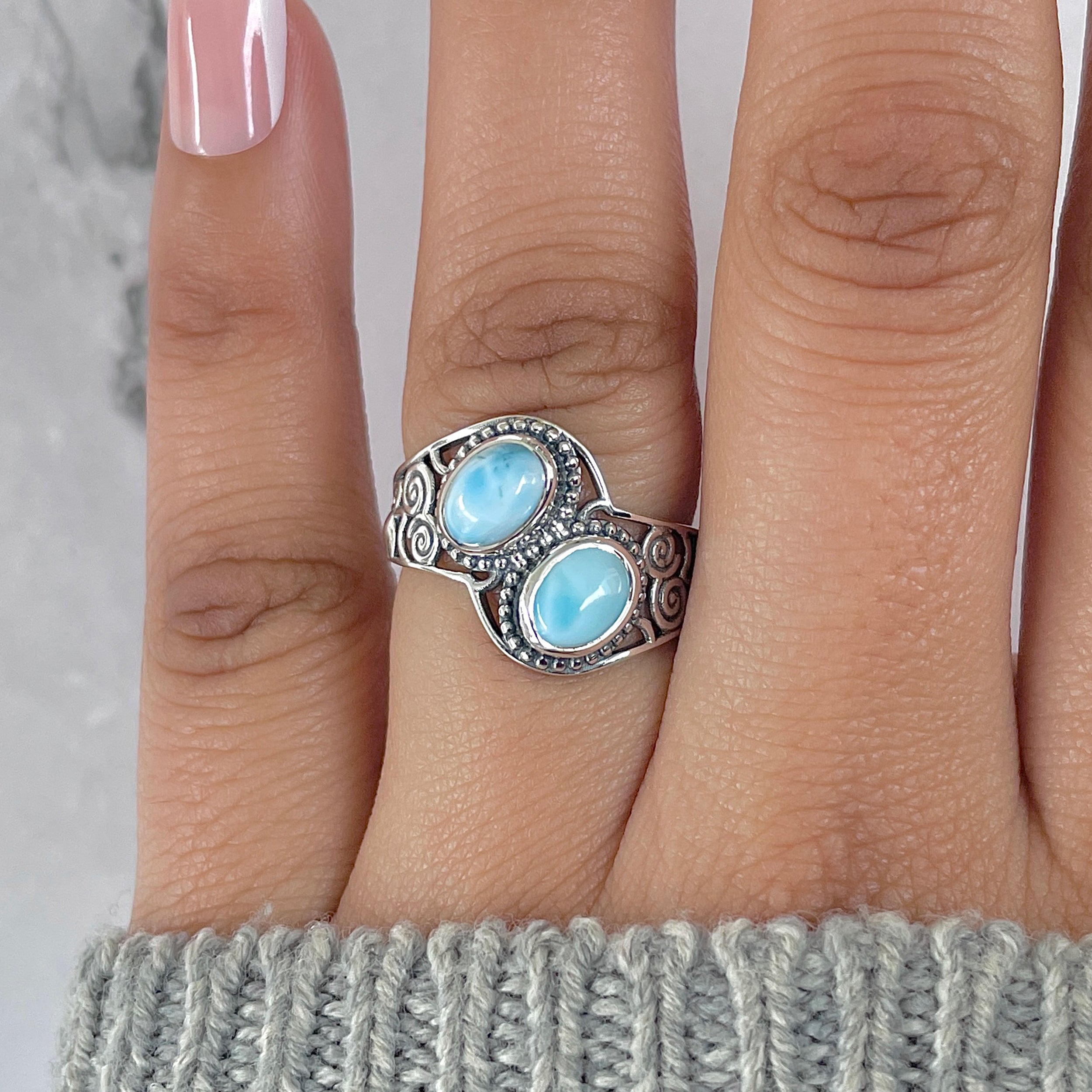 Larimar Ring-(LAR-RDR-62.)