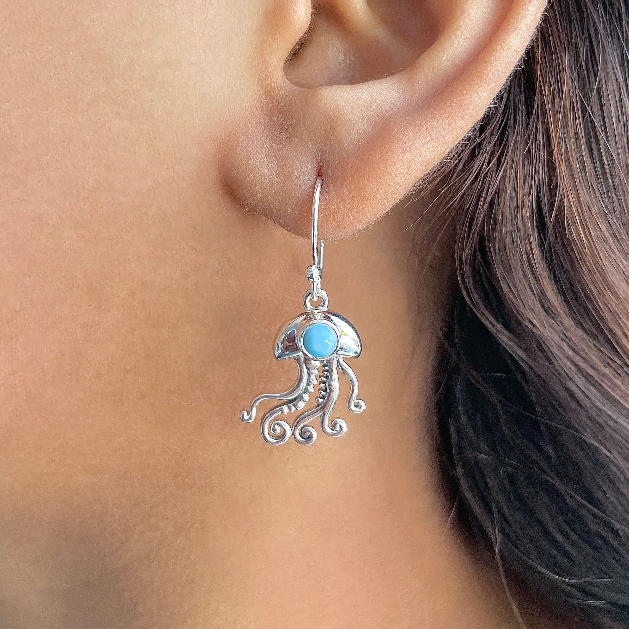 Larimar Jelly Fish Earring-(LAR-RUE-47.)