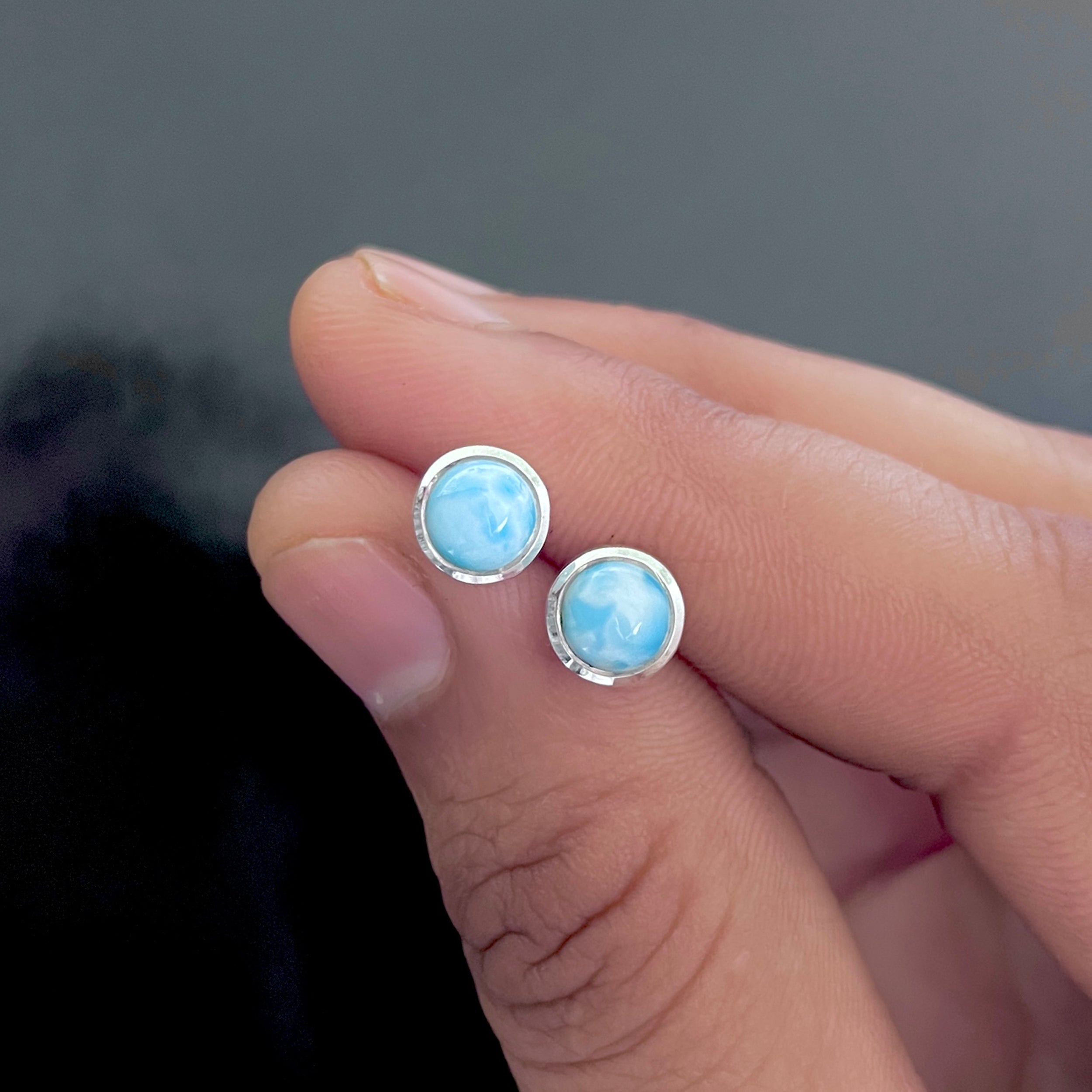 Larimar Stud Earring-(LAR-RDE-1073.)