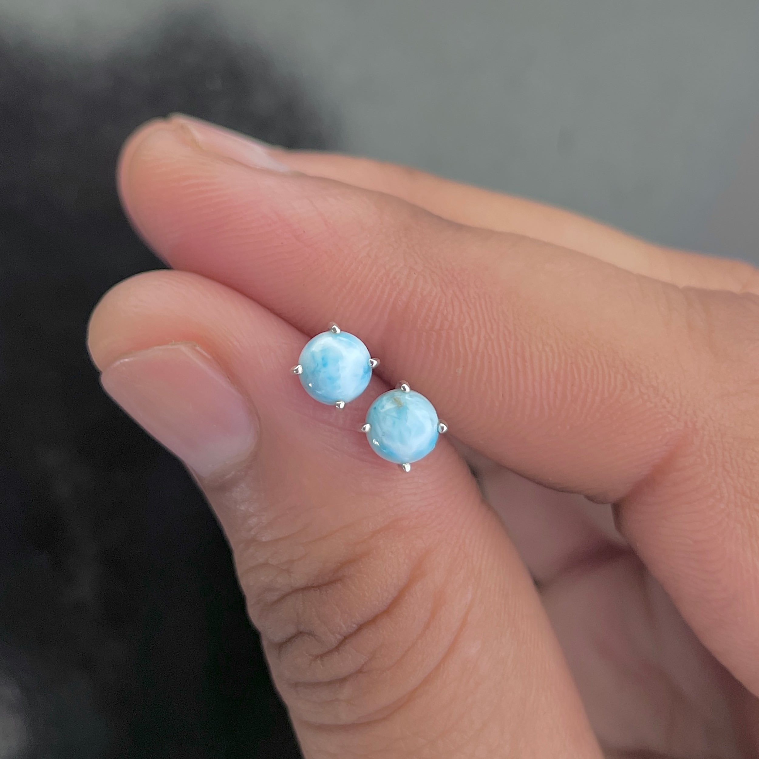 Larimar Stud Earring-(LAR-RDE-699.)