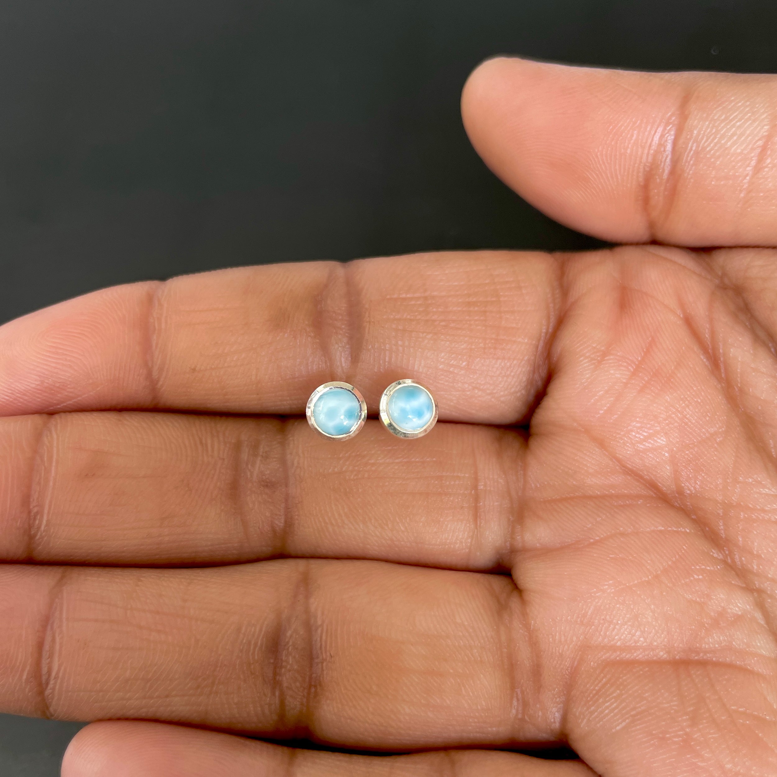Larimar Stud Earring-(LAR-RDE-993.)