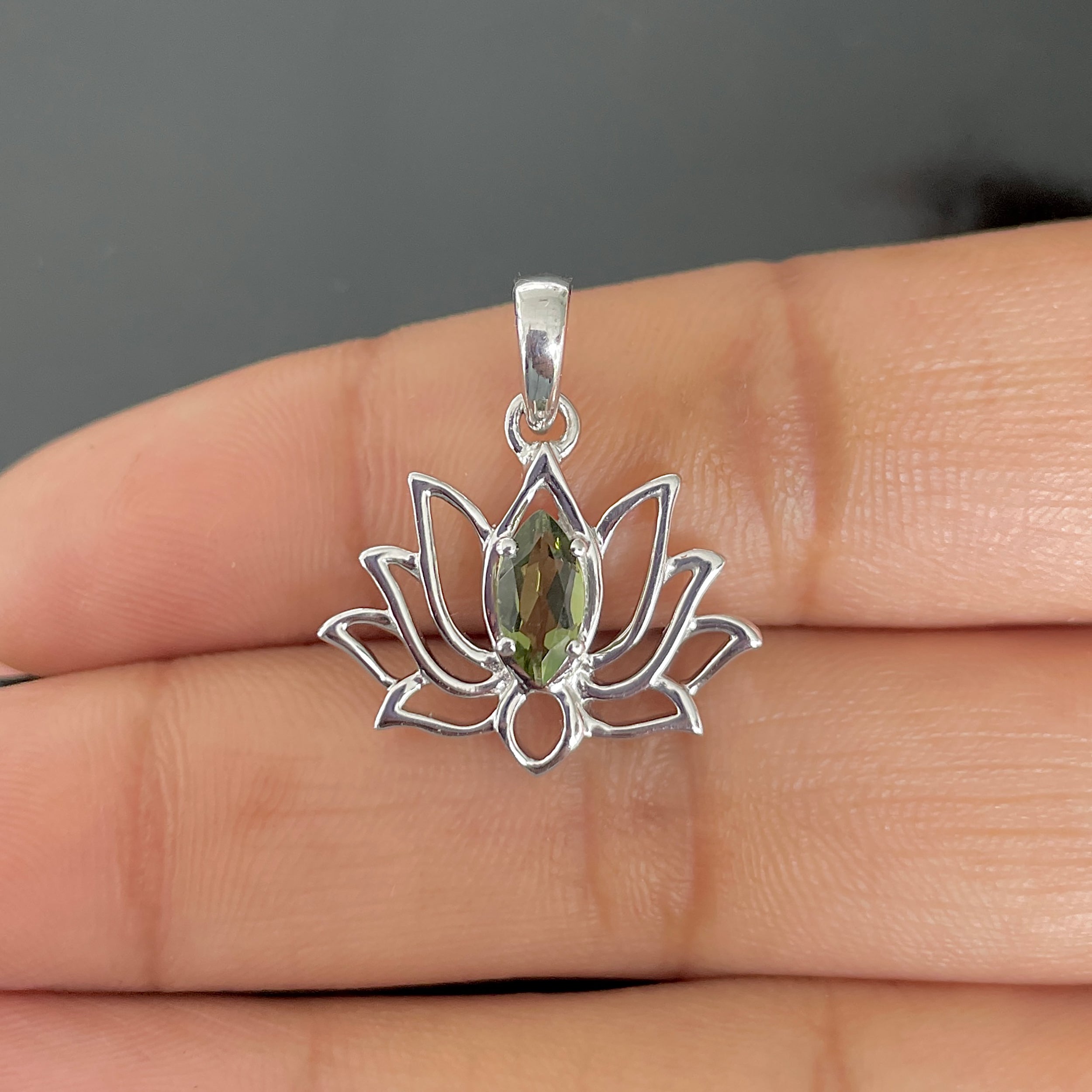 Moldavite Lotus Pendant-(MLD-RDN-166.)